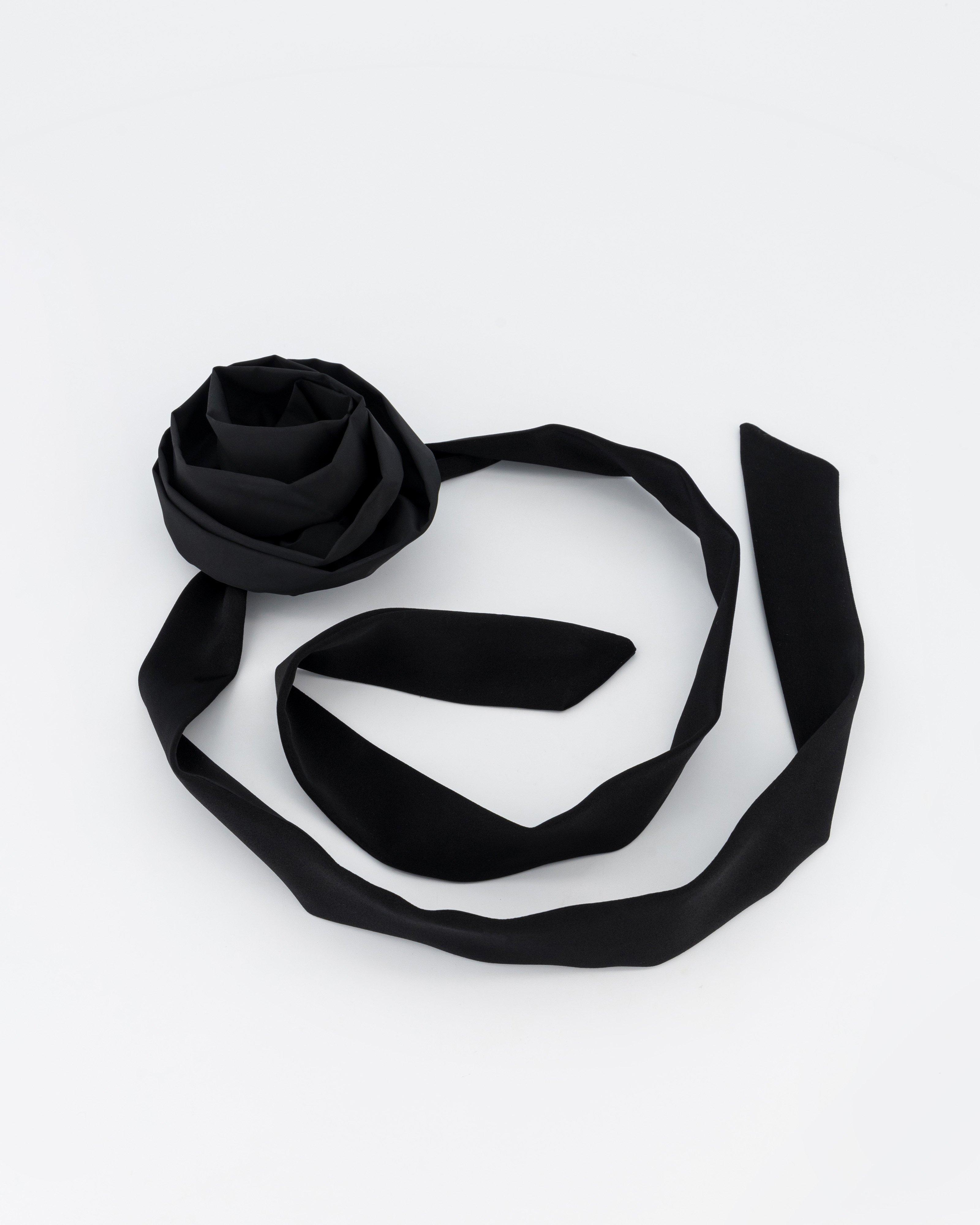 Rose Neck Tie -  Black