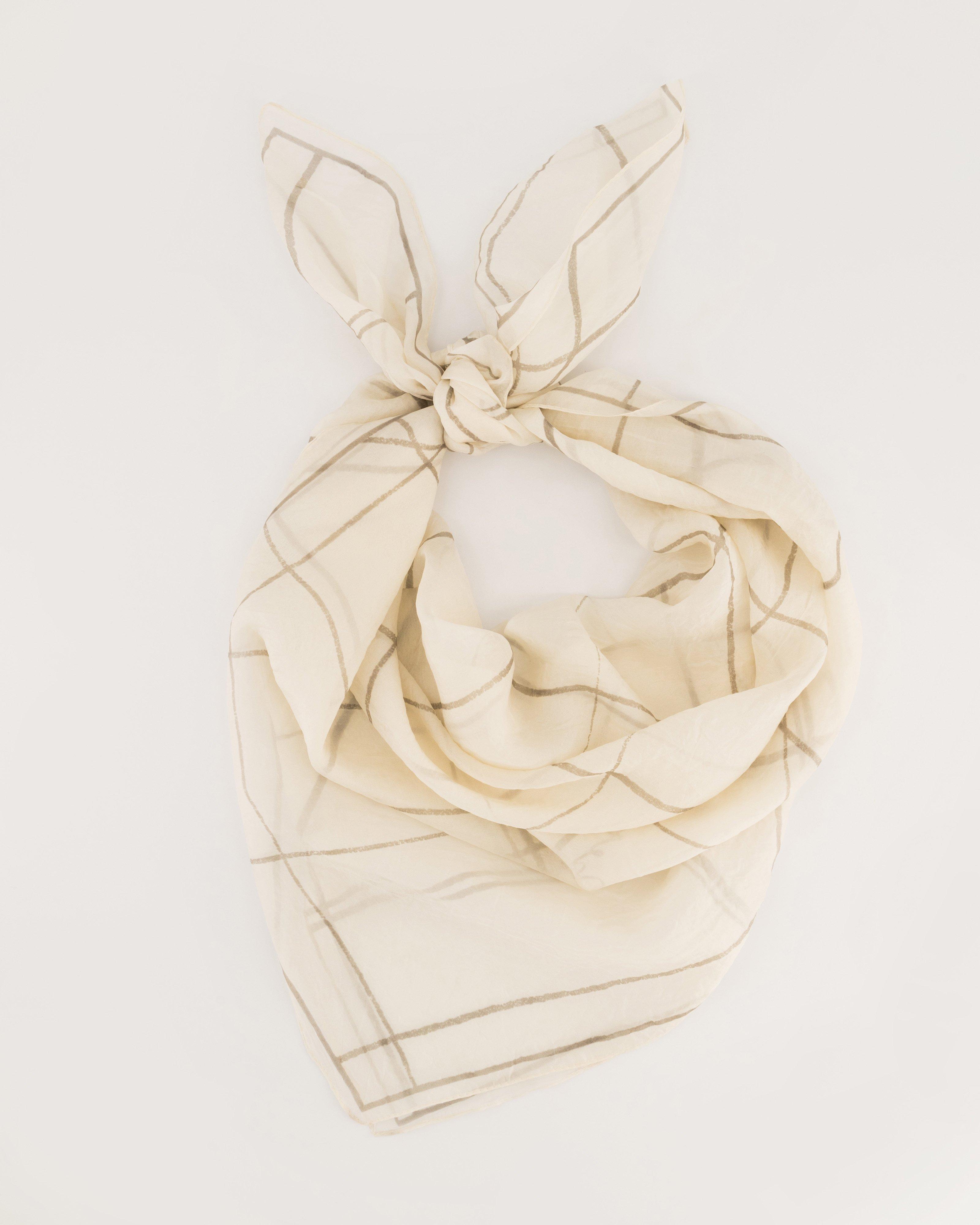 Willow Abstract Silk Scarf -  Milk