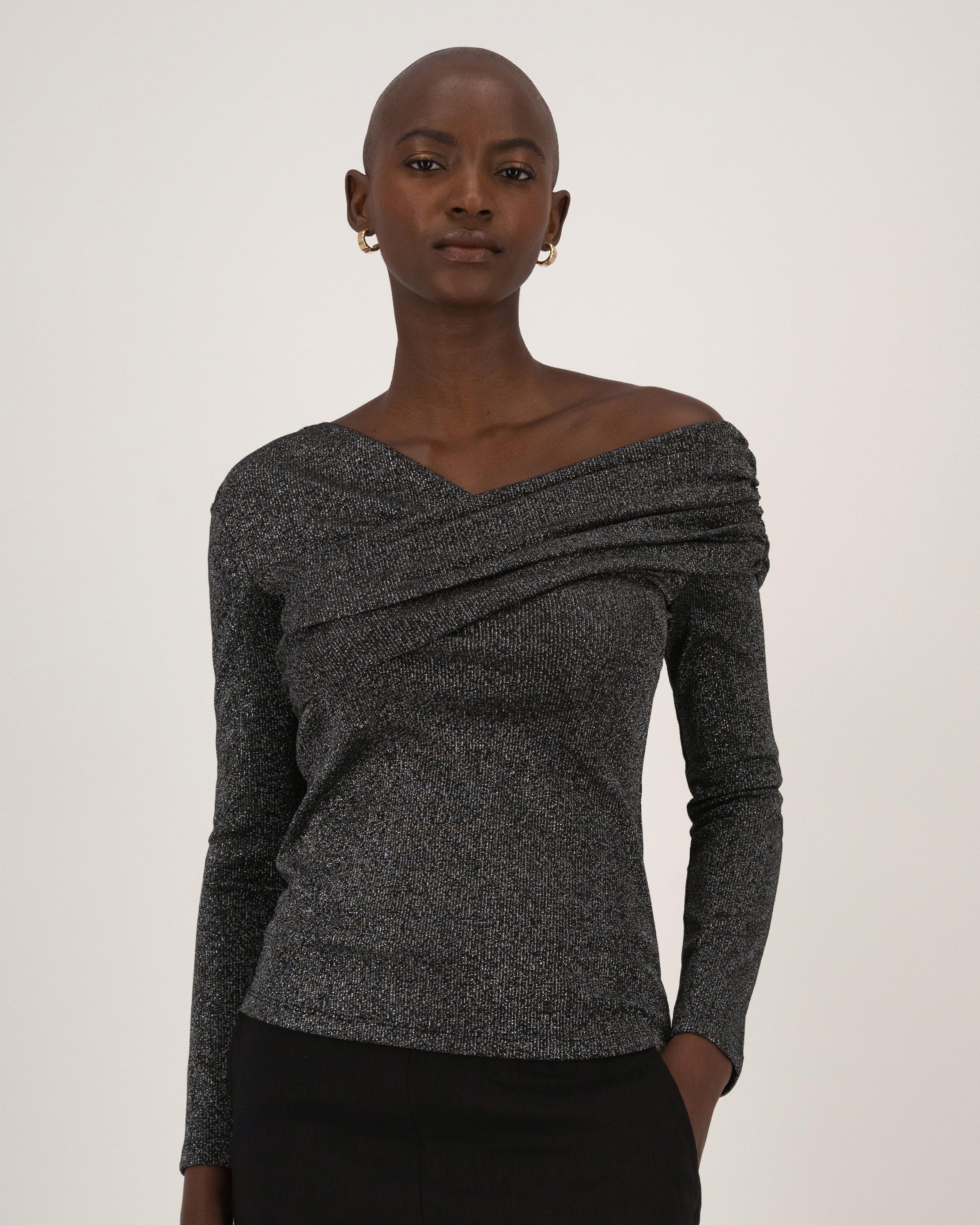 Zoe Lurex Top -  Charcoal