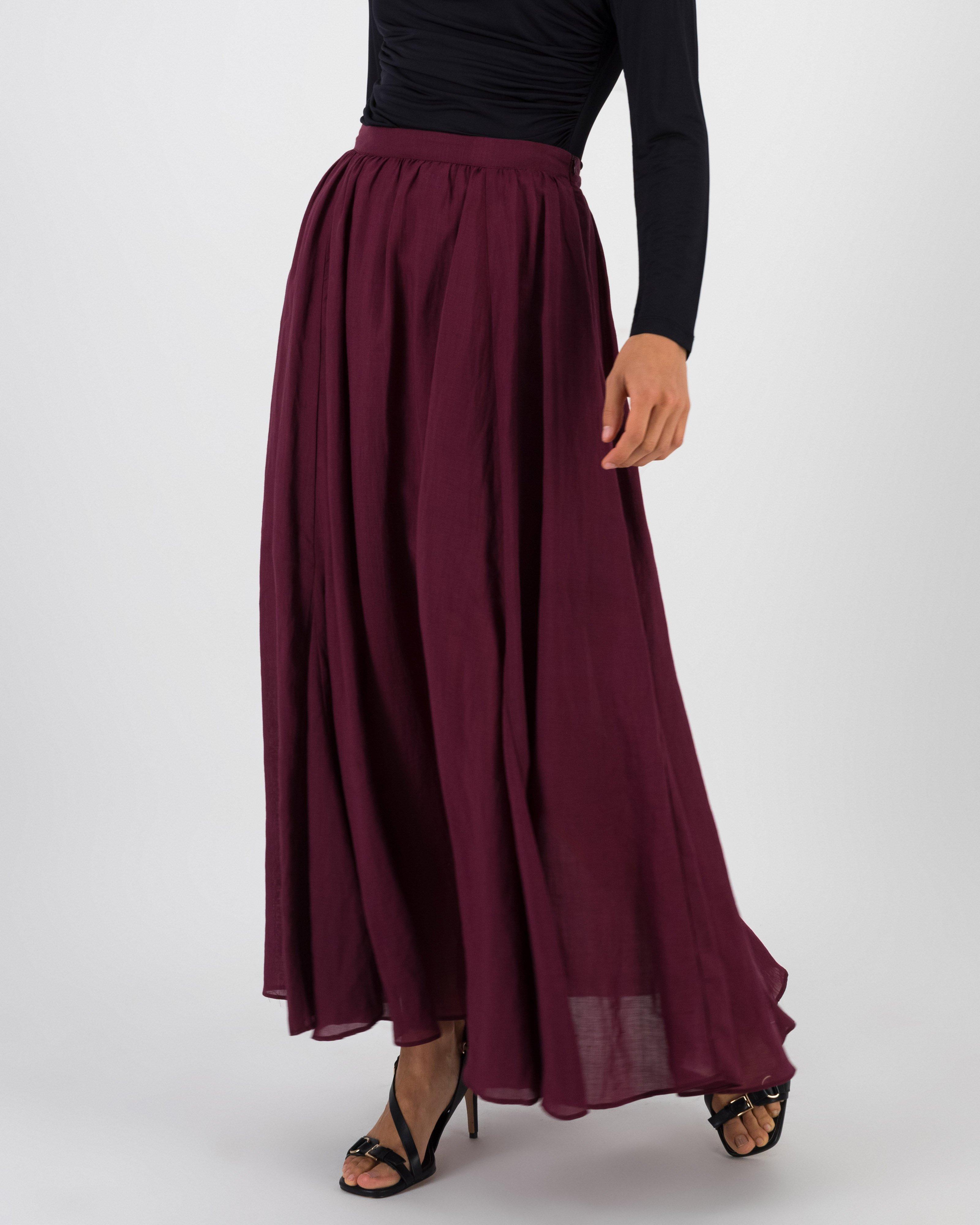 Nadia Crush Pleated Skirt -  Berry