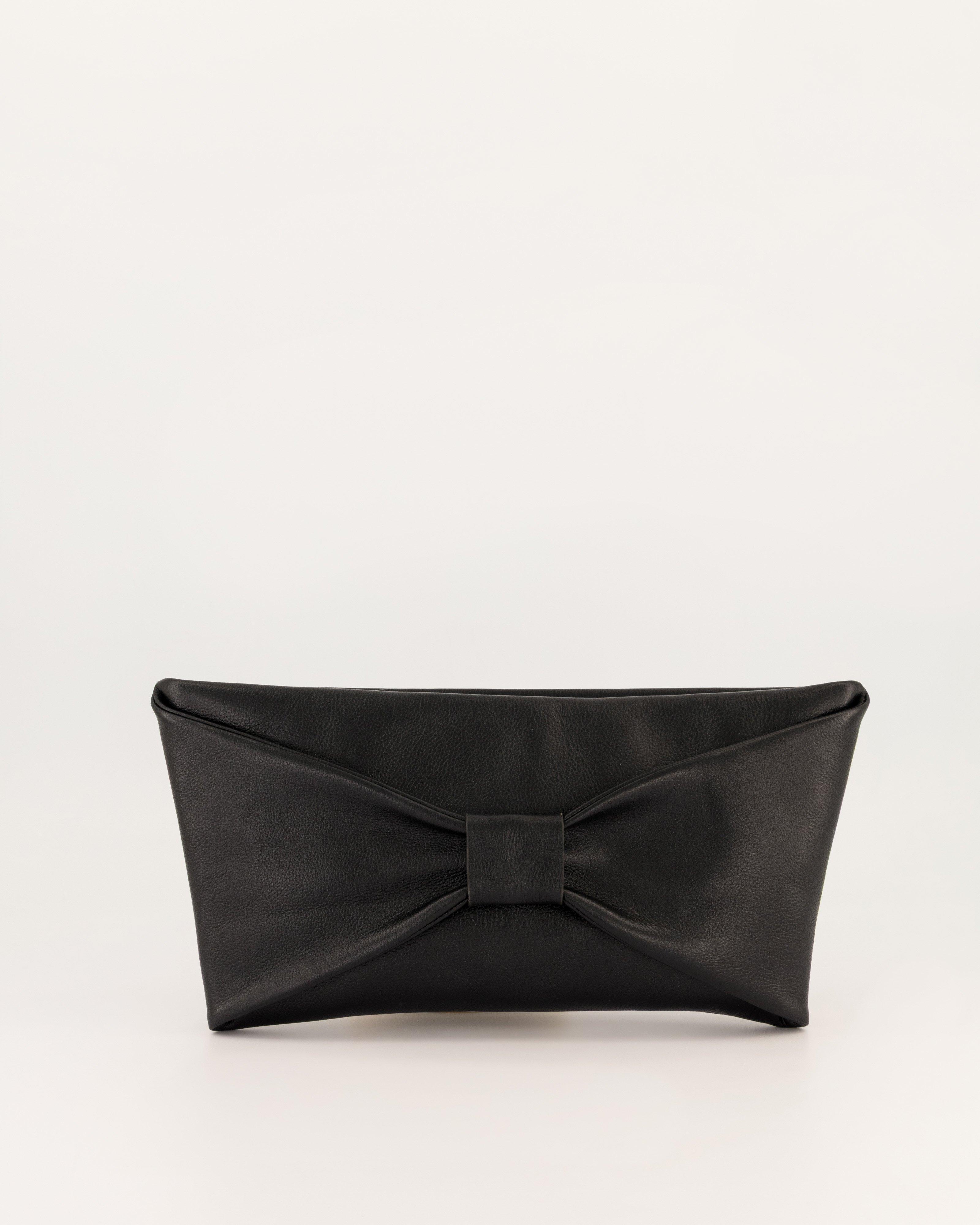Femi Textured Leather Clutch -  Black