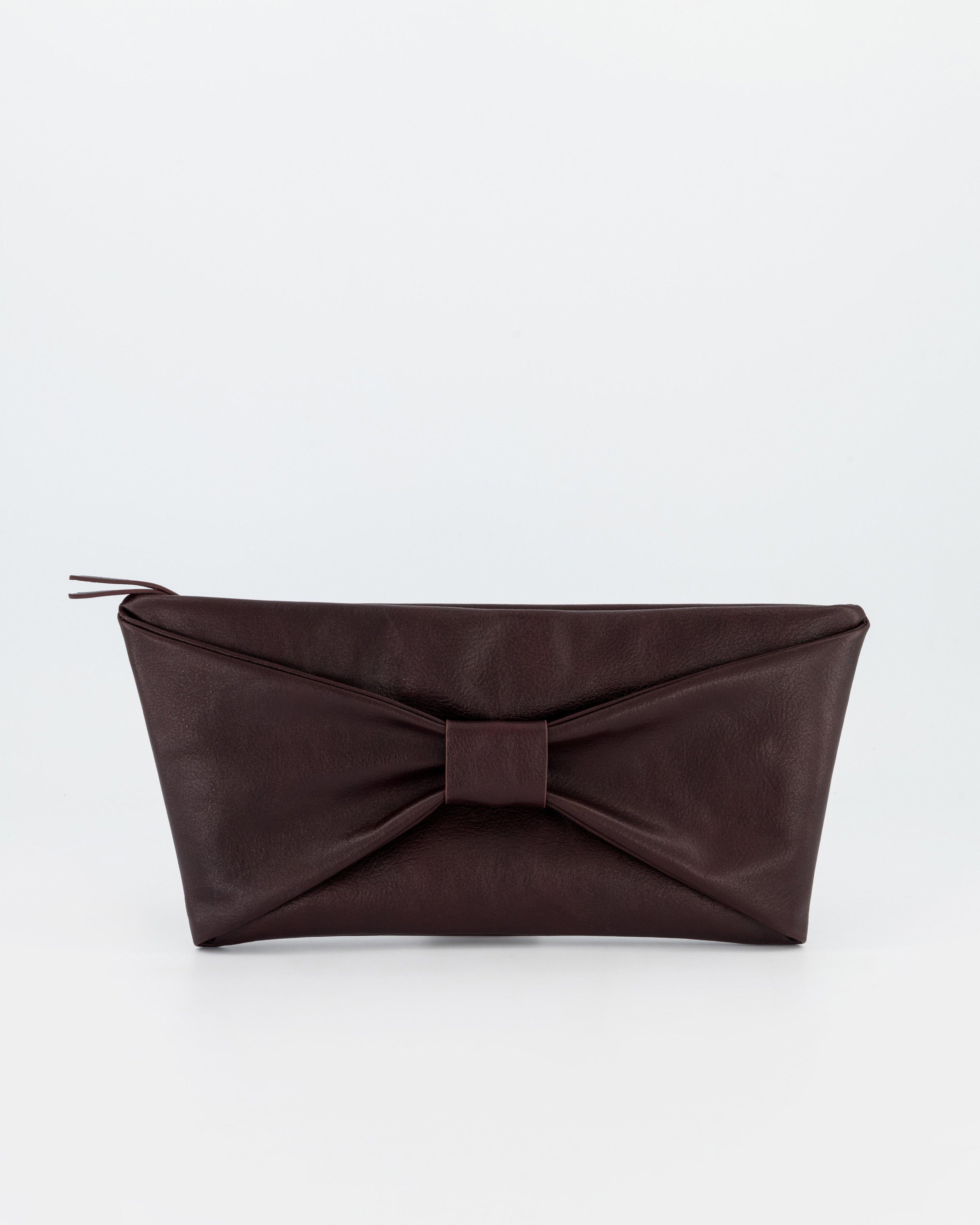 Femi Textured Leather Clutch -  Burgundy