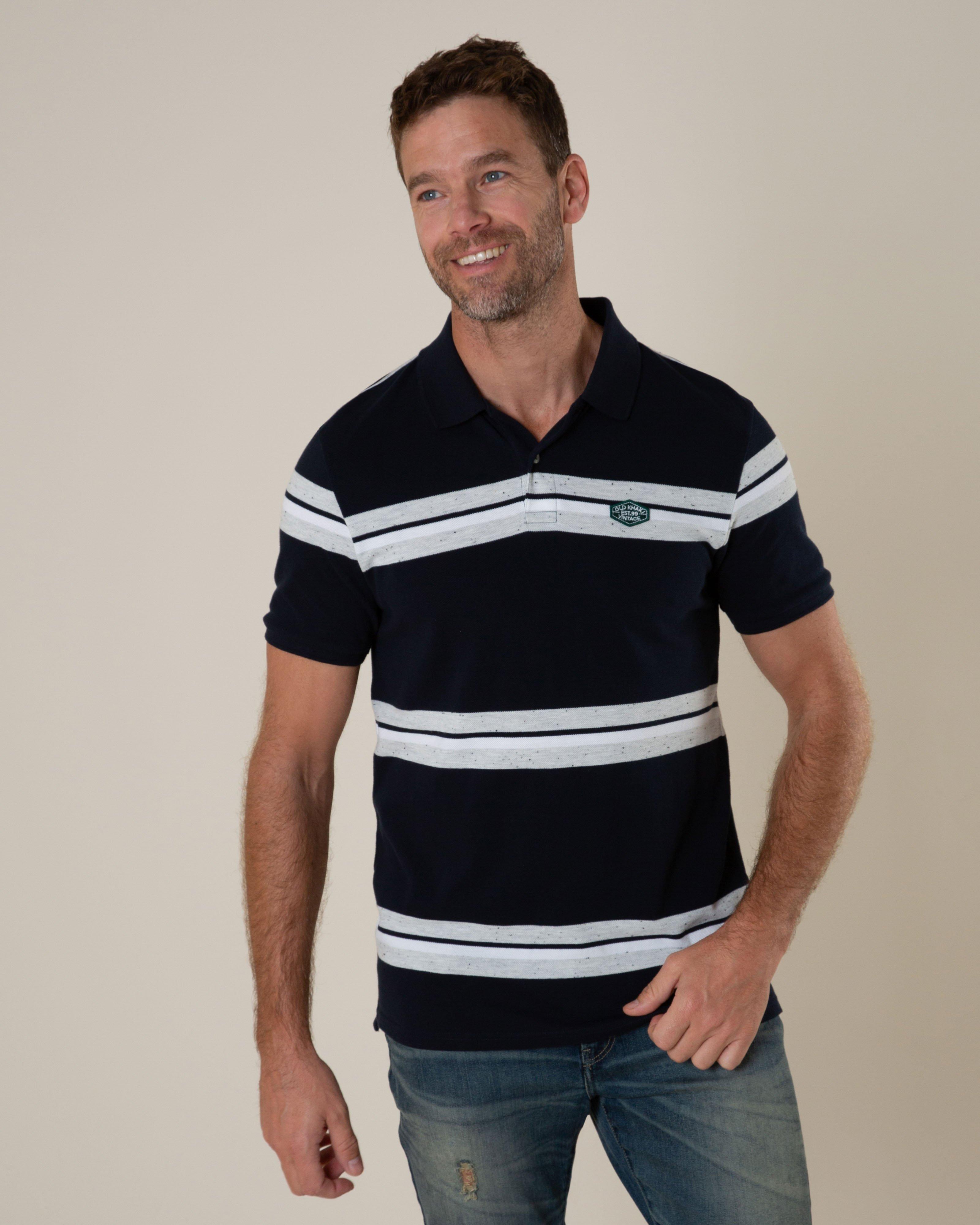 Old Khaki Men's Giovanni Nep Stripe Golf Shirt -  Navy