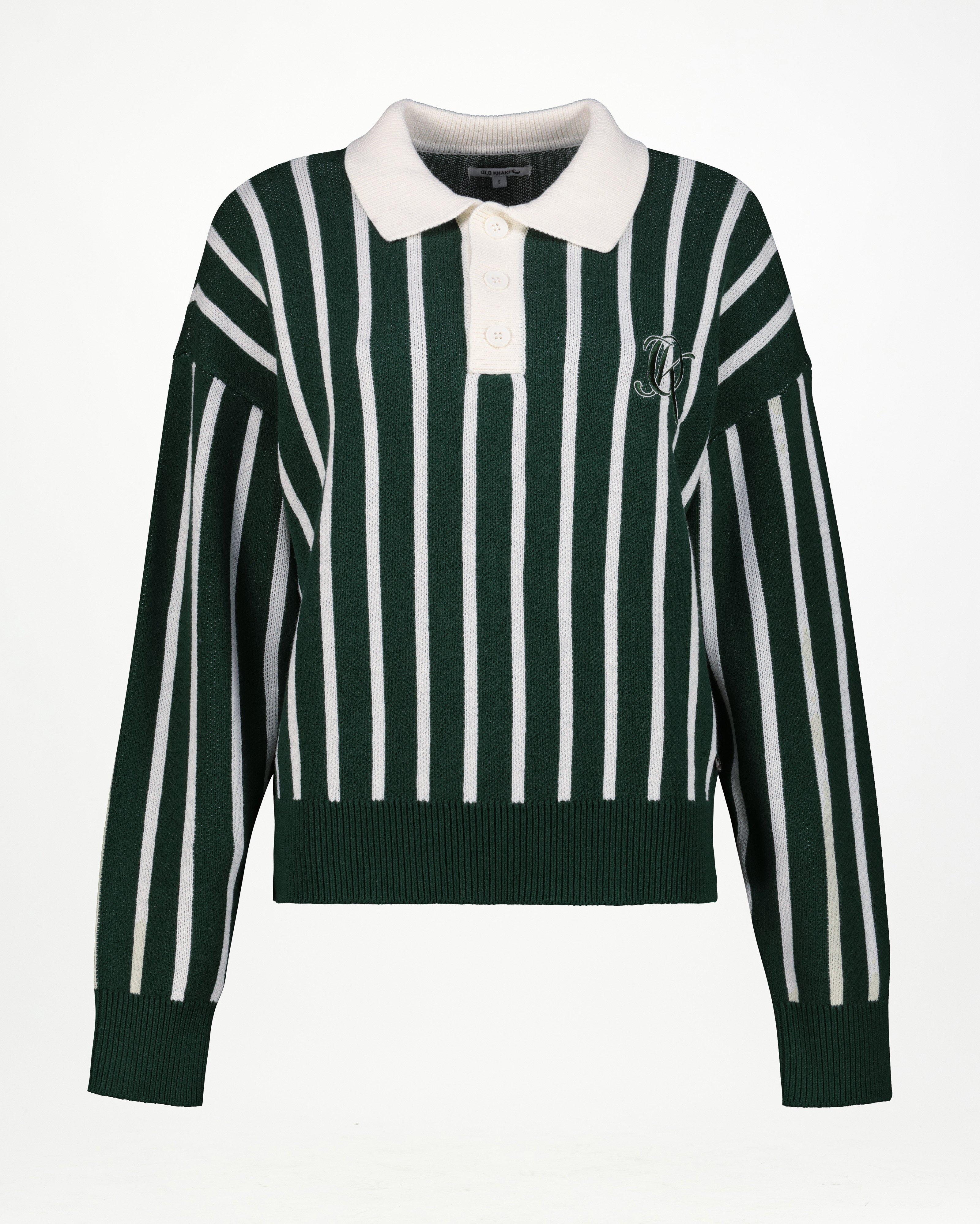 Women's Tayla Stripe Polo -  Dark Green