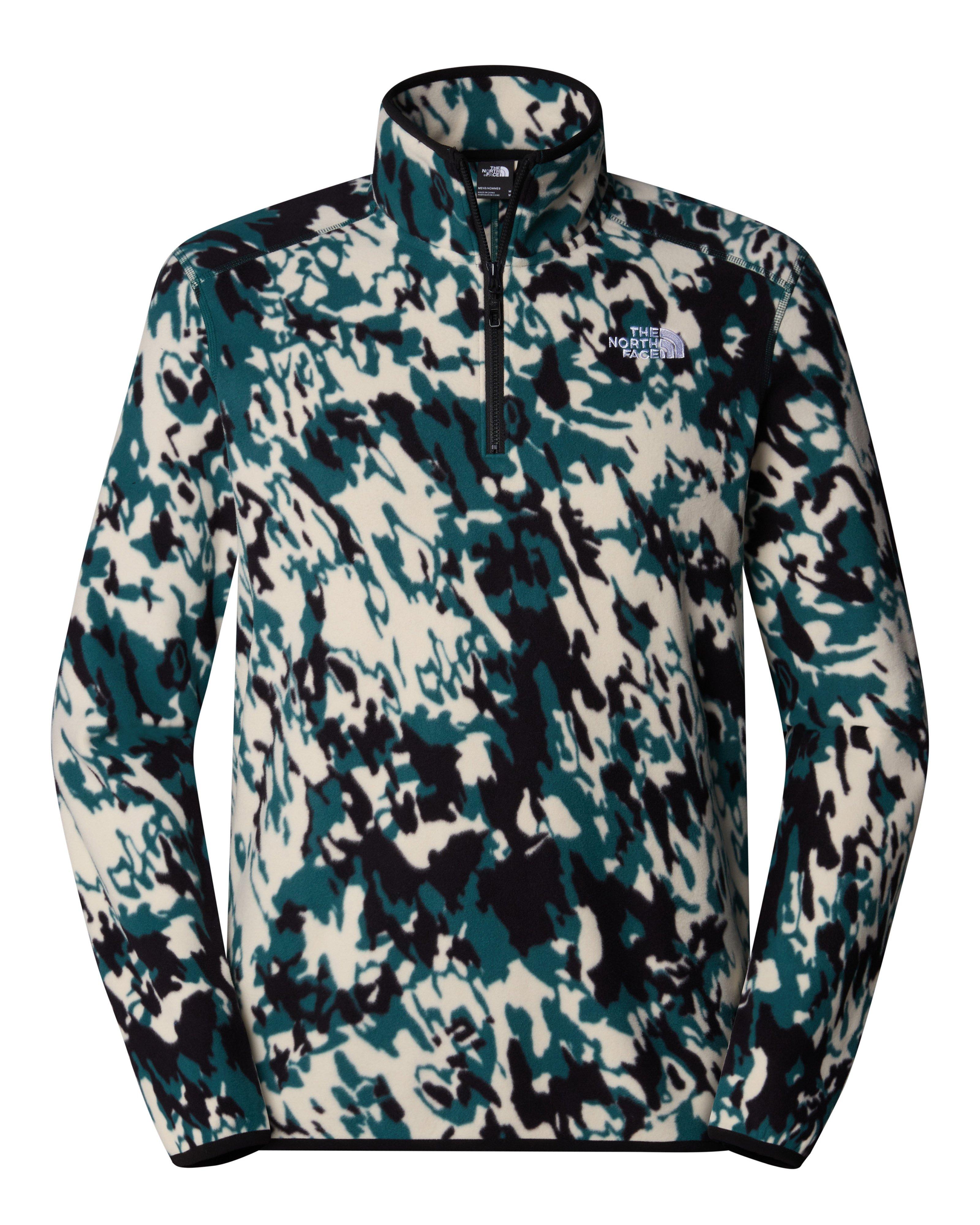 The North Face Men's Glacier 100 Printed 1/4 Zip Fleece -  Green