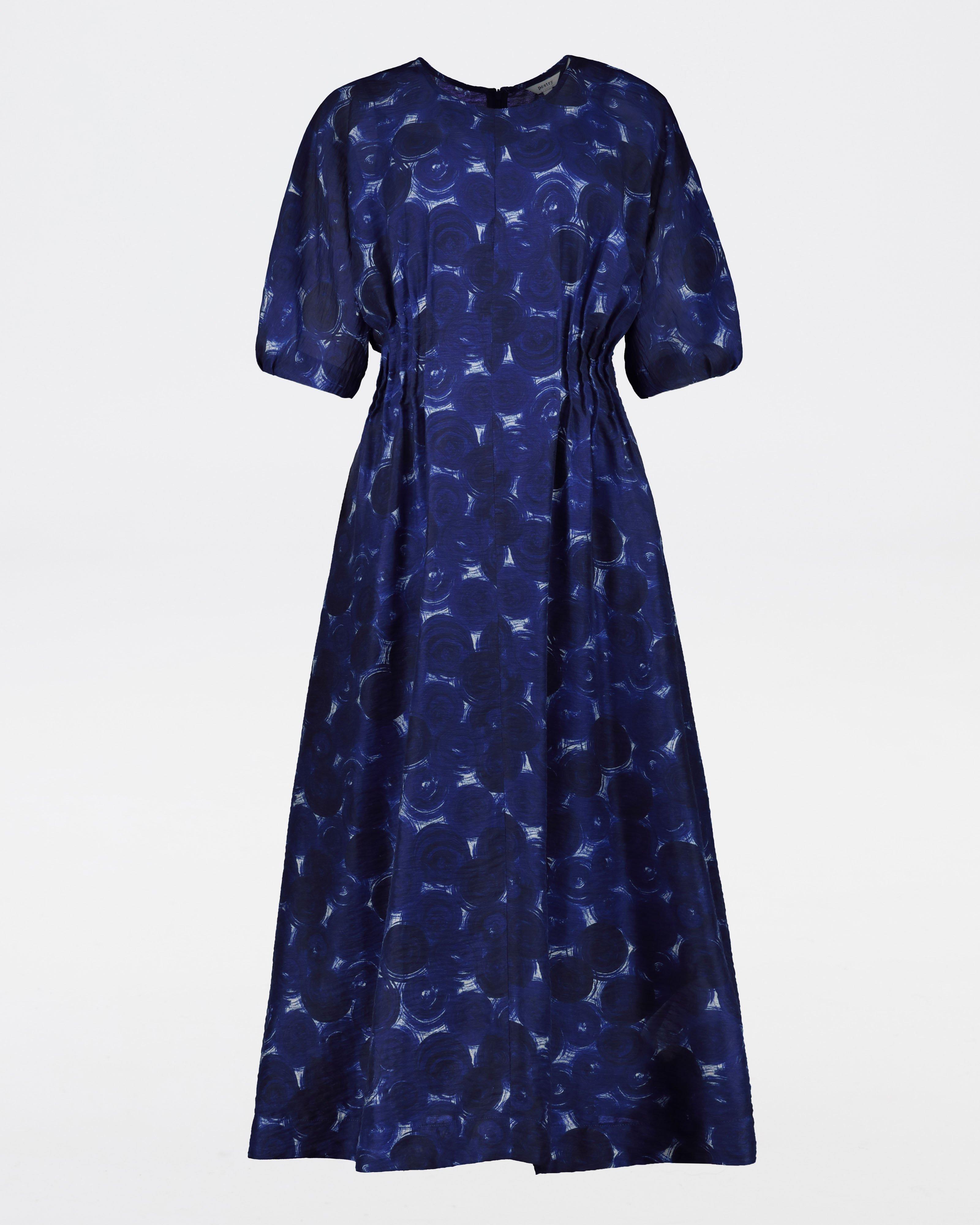 Morgan Pintuck Detail Printed Dress -  Navy