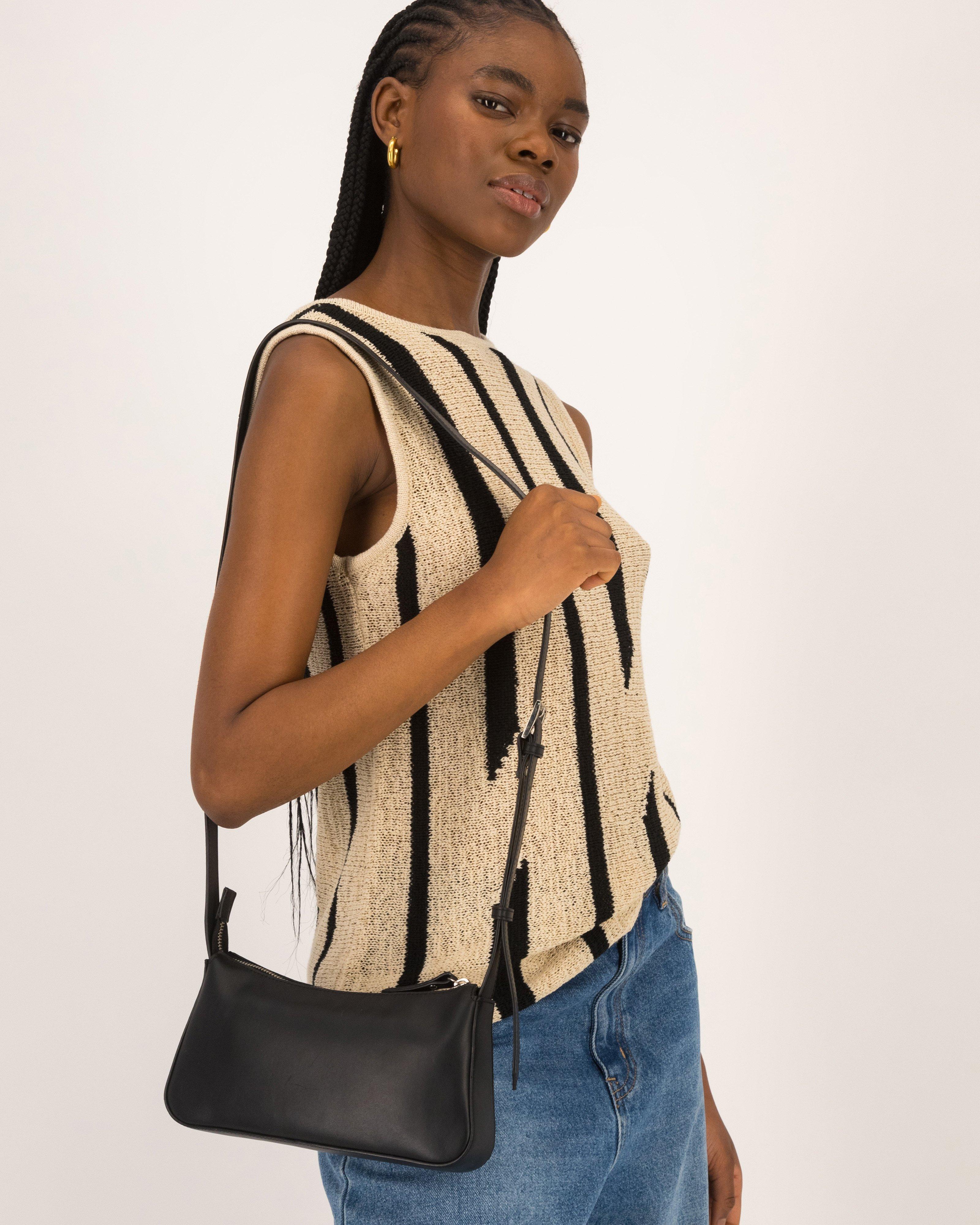 Elodie Buckle Shoulder Bag -  Black