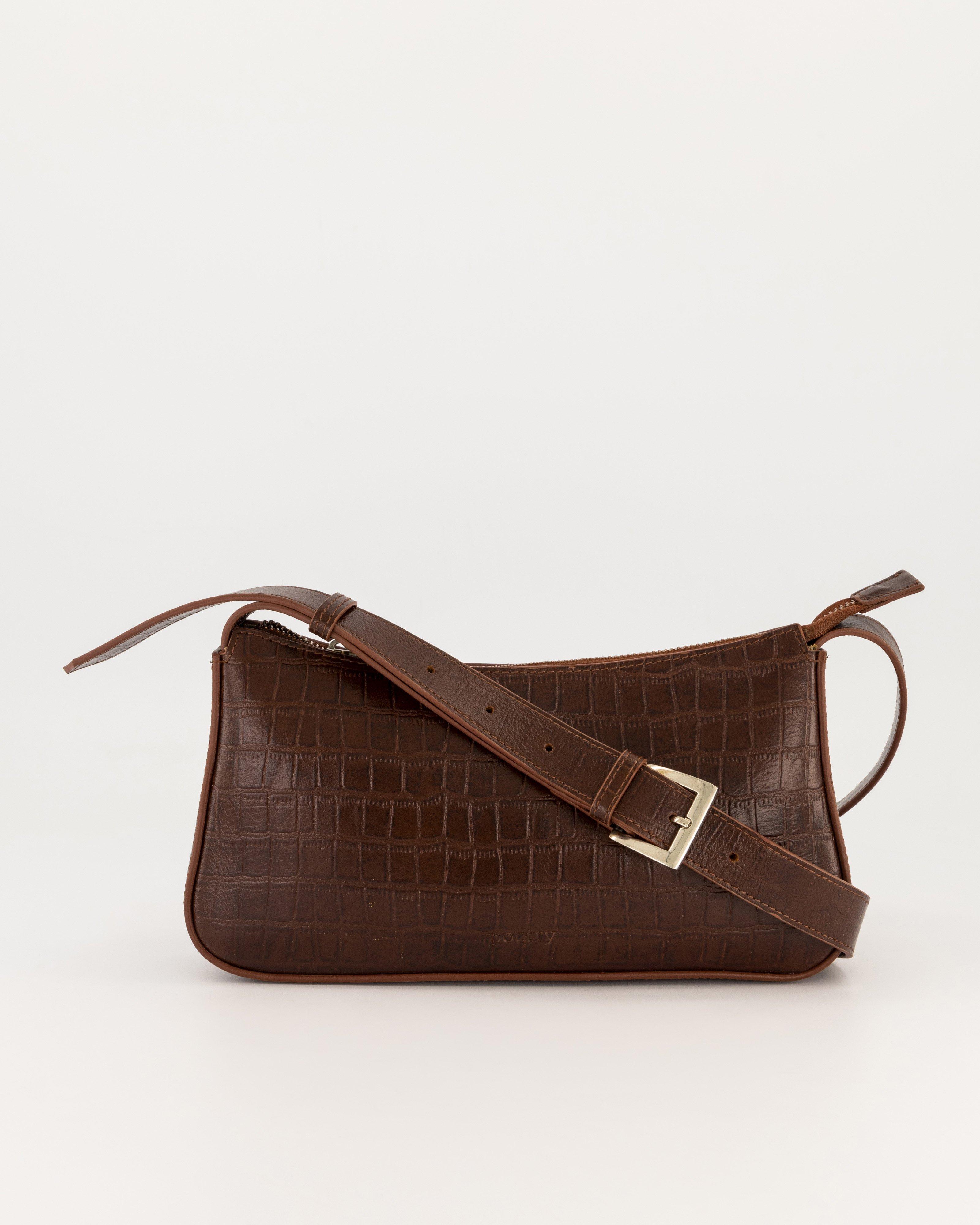 Elodie Buckle Shoulder Bag -  Brown