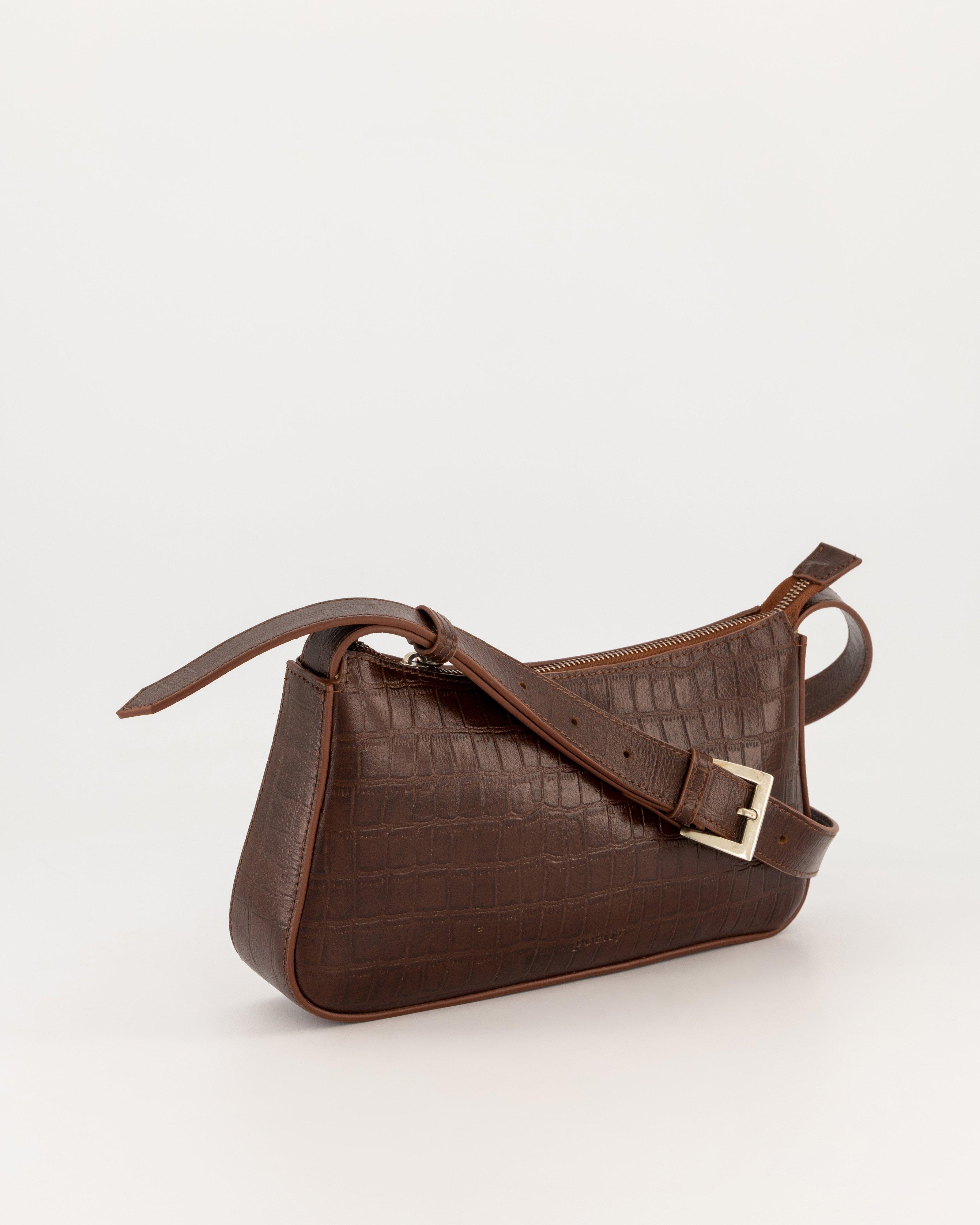 Elodie Buckle Shoulder Bag -  Brown