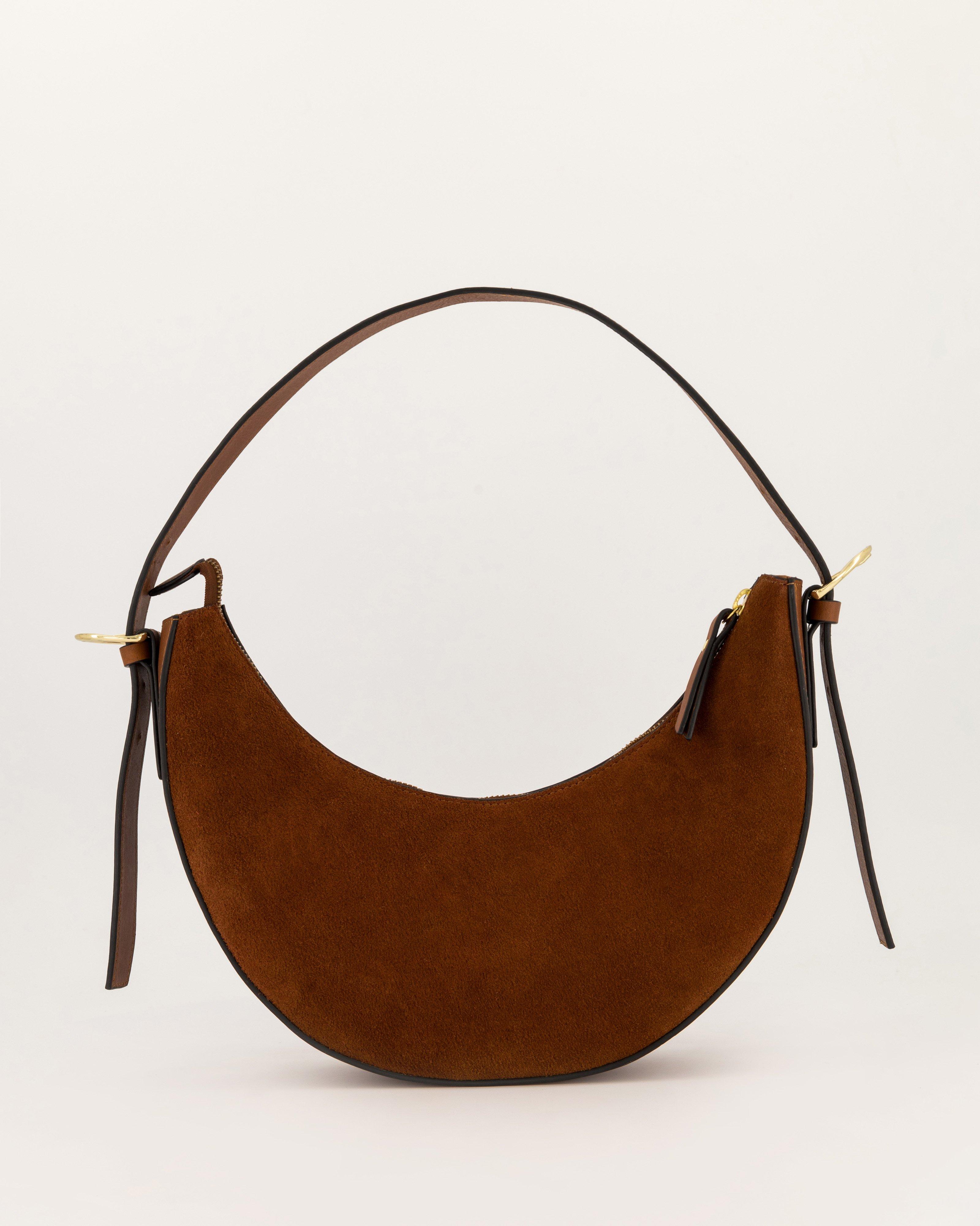 Priya Studded Suede Bag -  Brown
