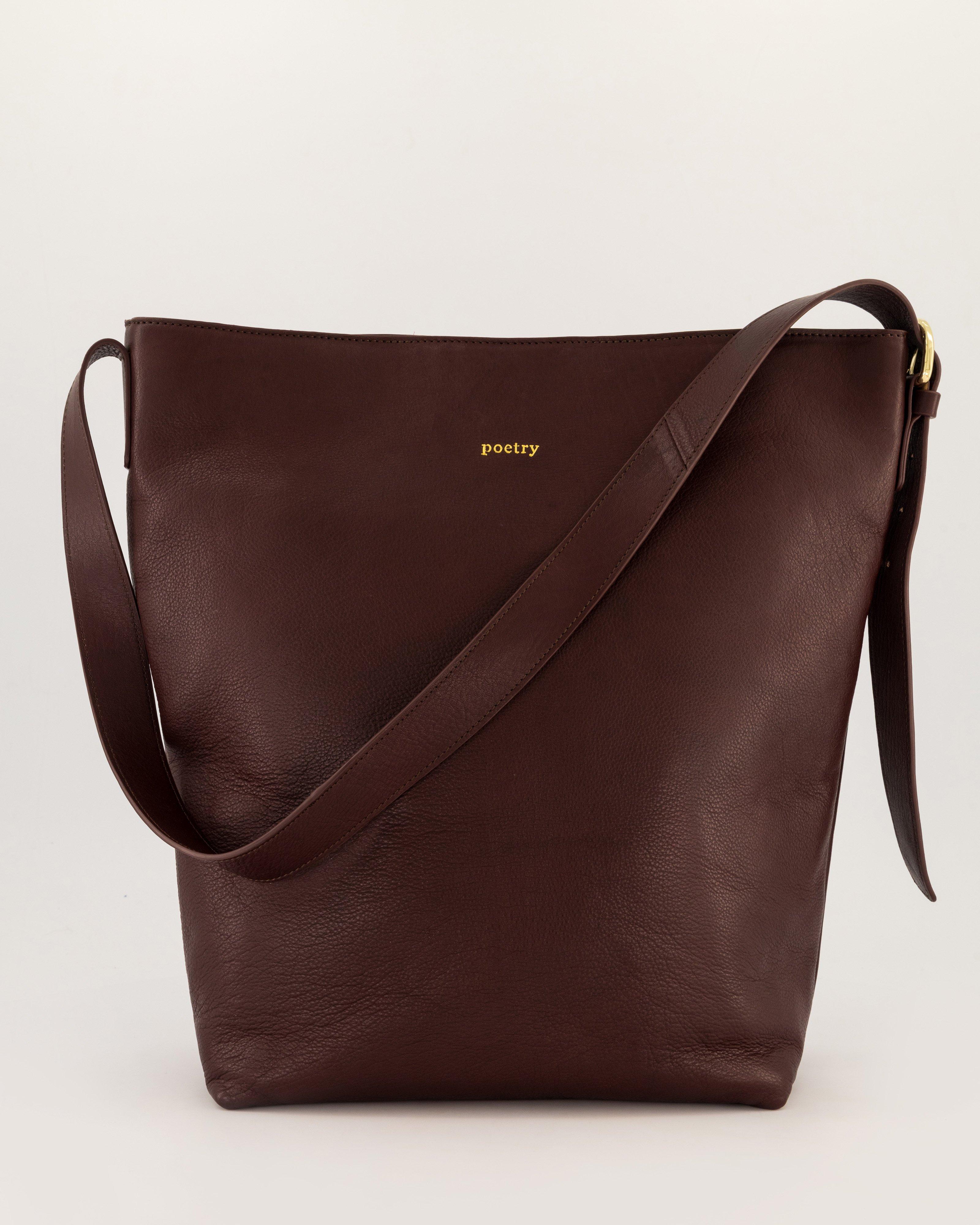 Maya Leather Bucket Bag -  Chocolate