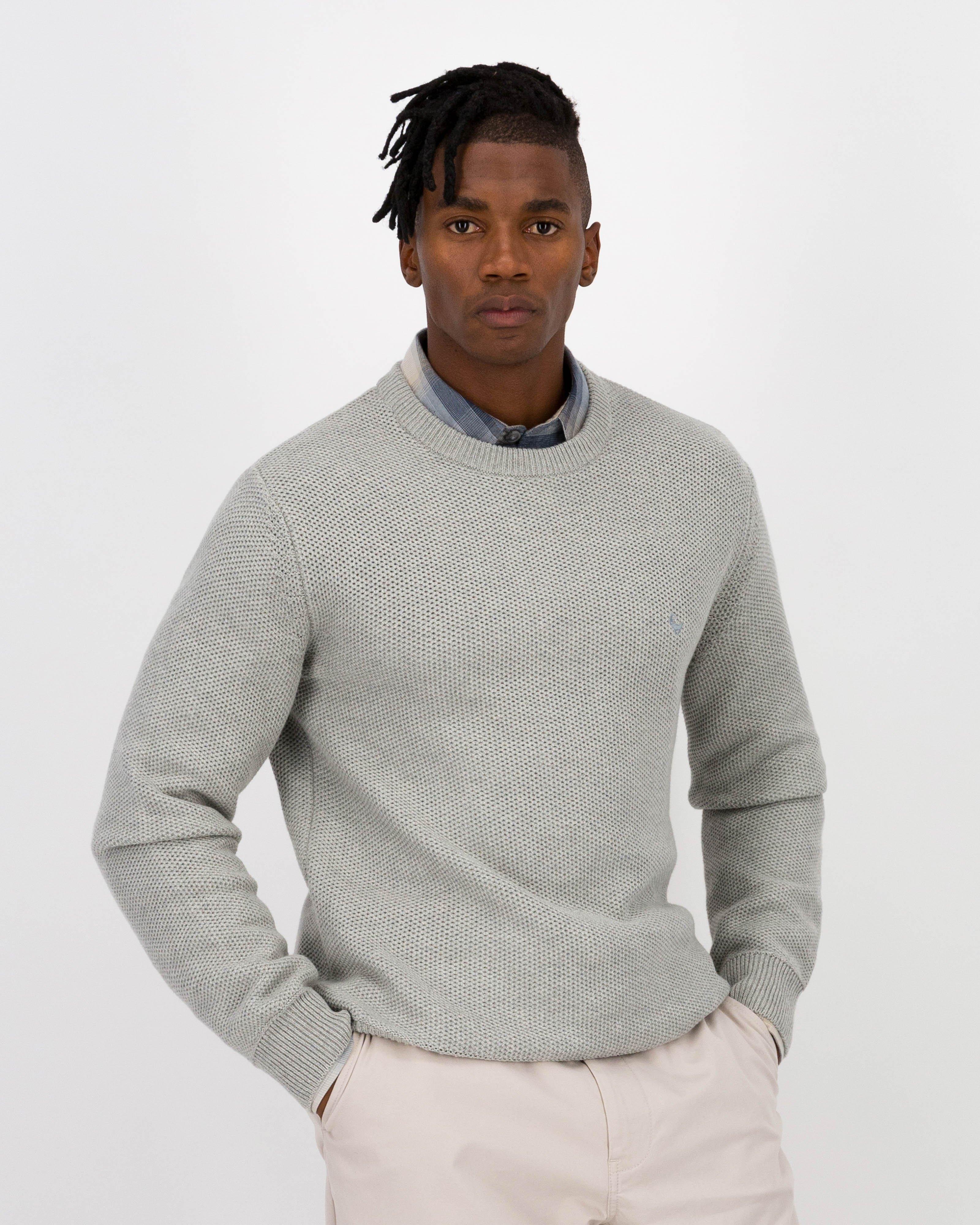 Men's Homie Textured Crew Knit -  Light Grey