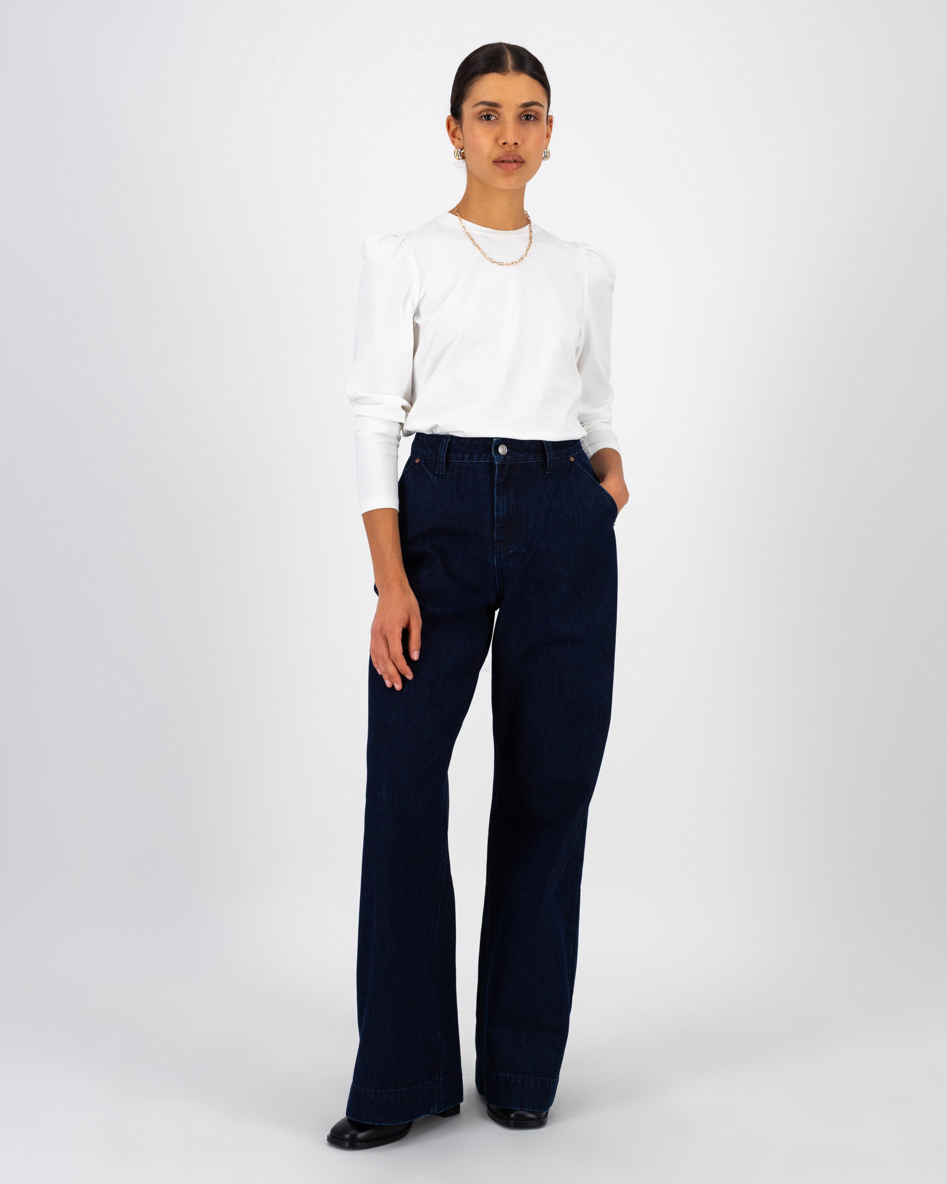 Arlo Wide Leg Trousers -  Navy