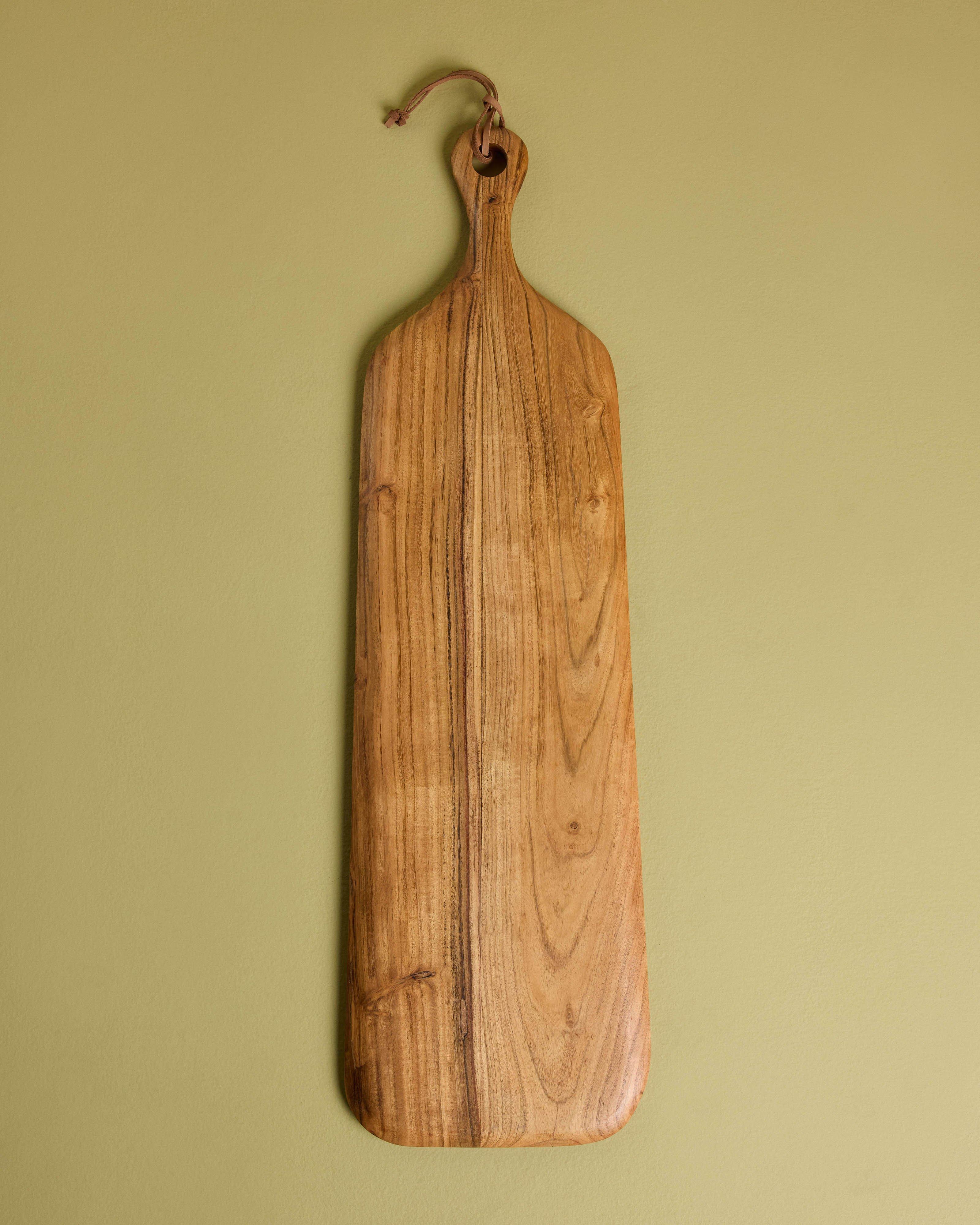 Long Paddle Wooden Serving Board -  Brown