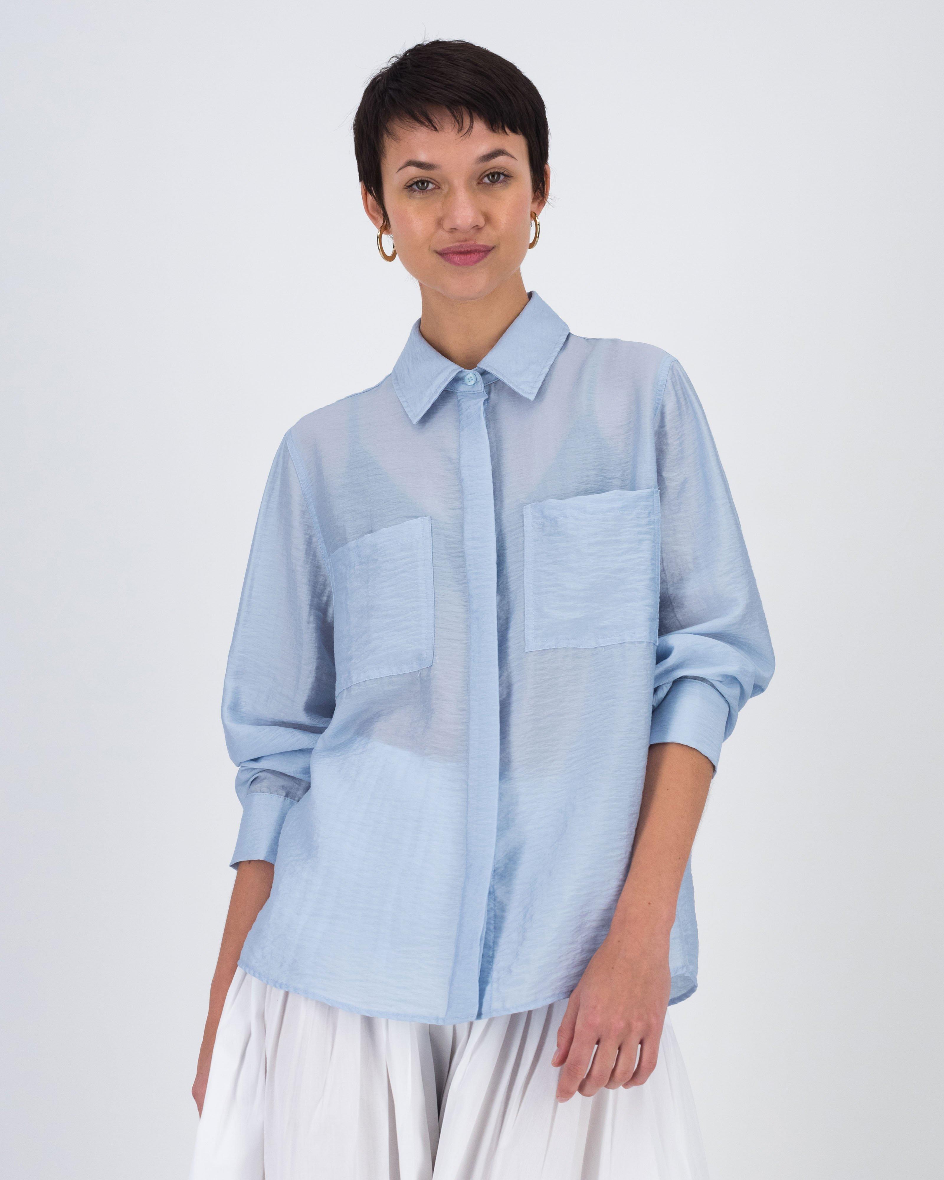 Nissa Button Through Shirt -  Blue