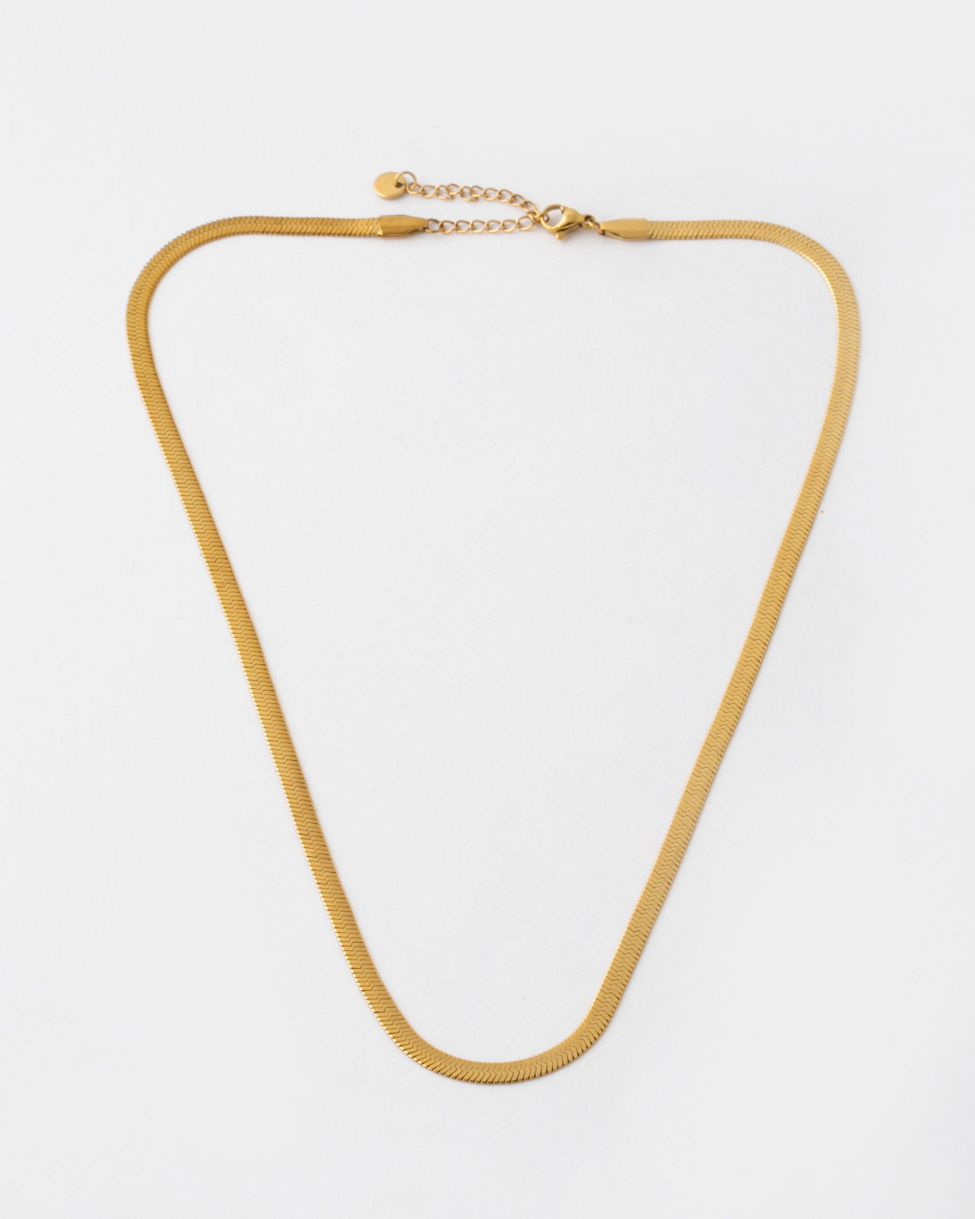 Stainless Steel 4mm Snake Necklace -  Gold
