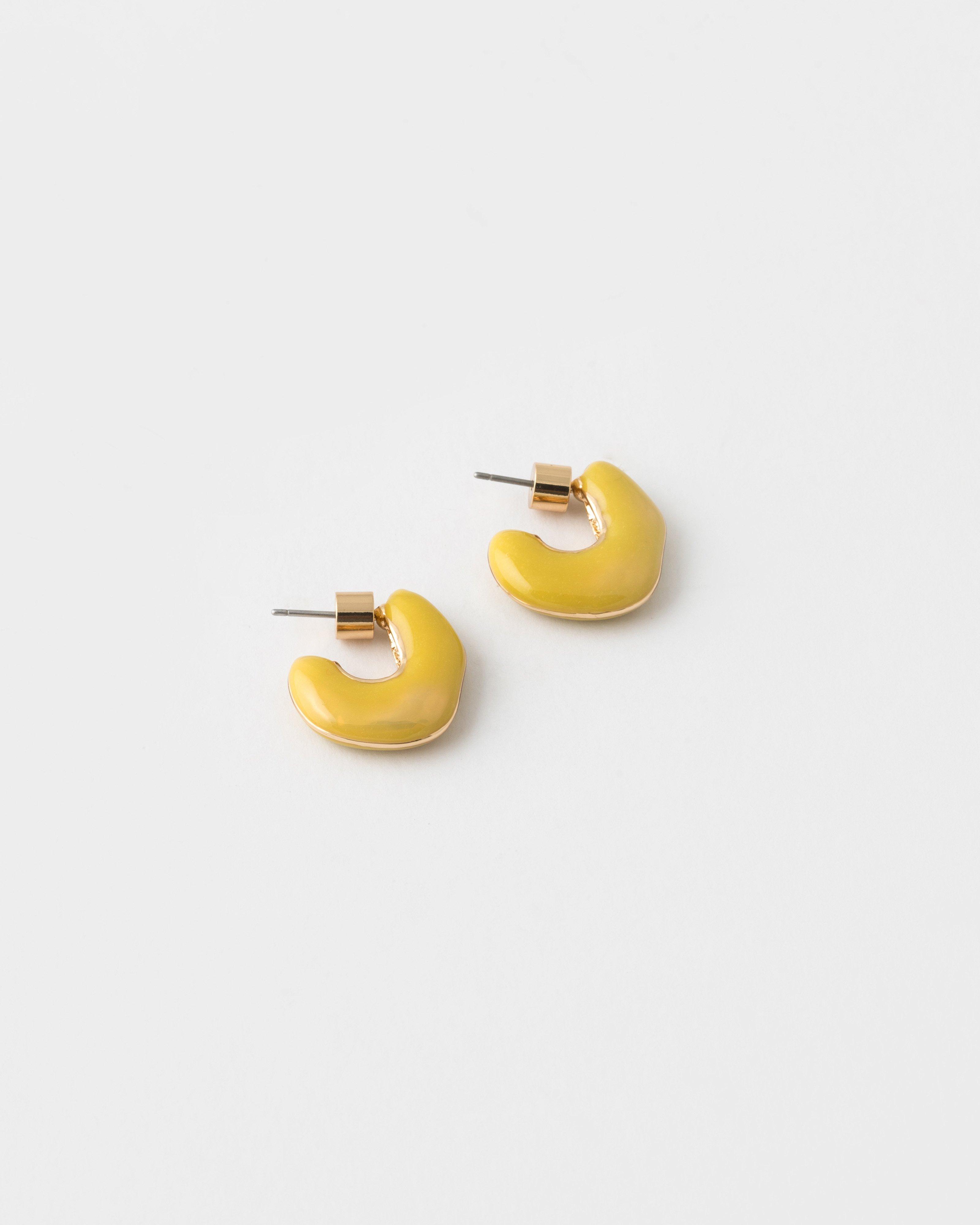 J-Shape Resin Hoop Earrings -  Chartreuse