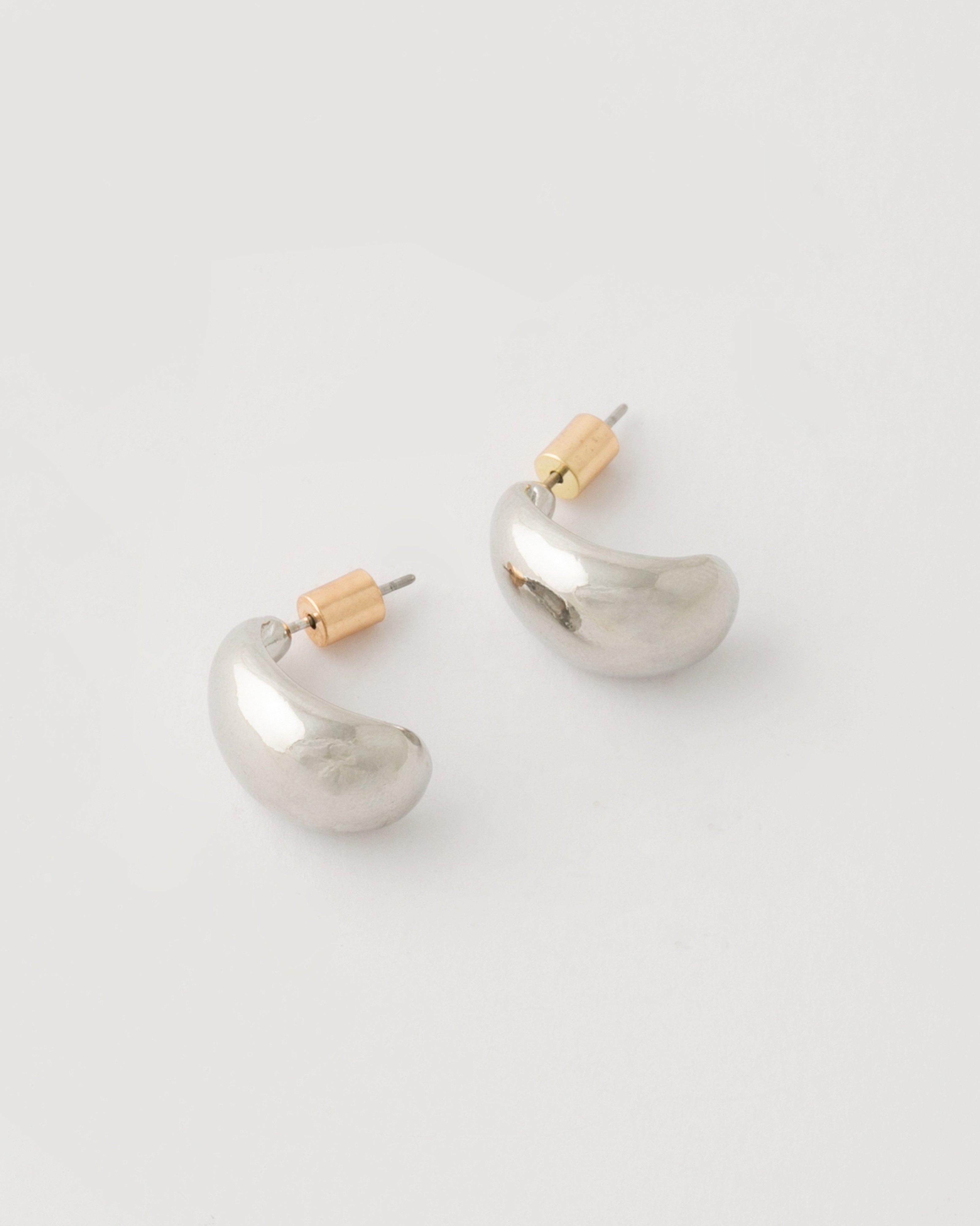 Mini Basic J-Drop Earrings -  Silver
