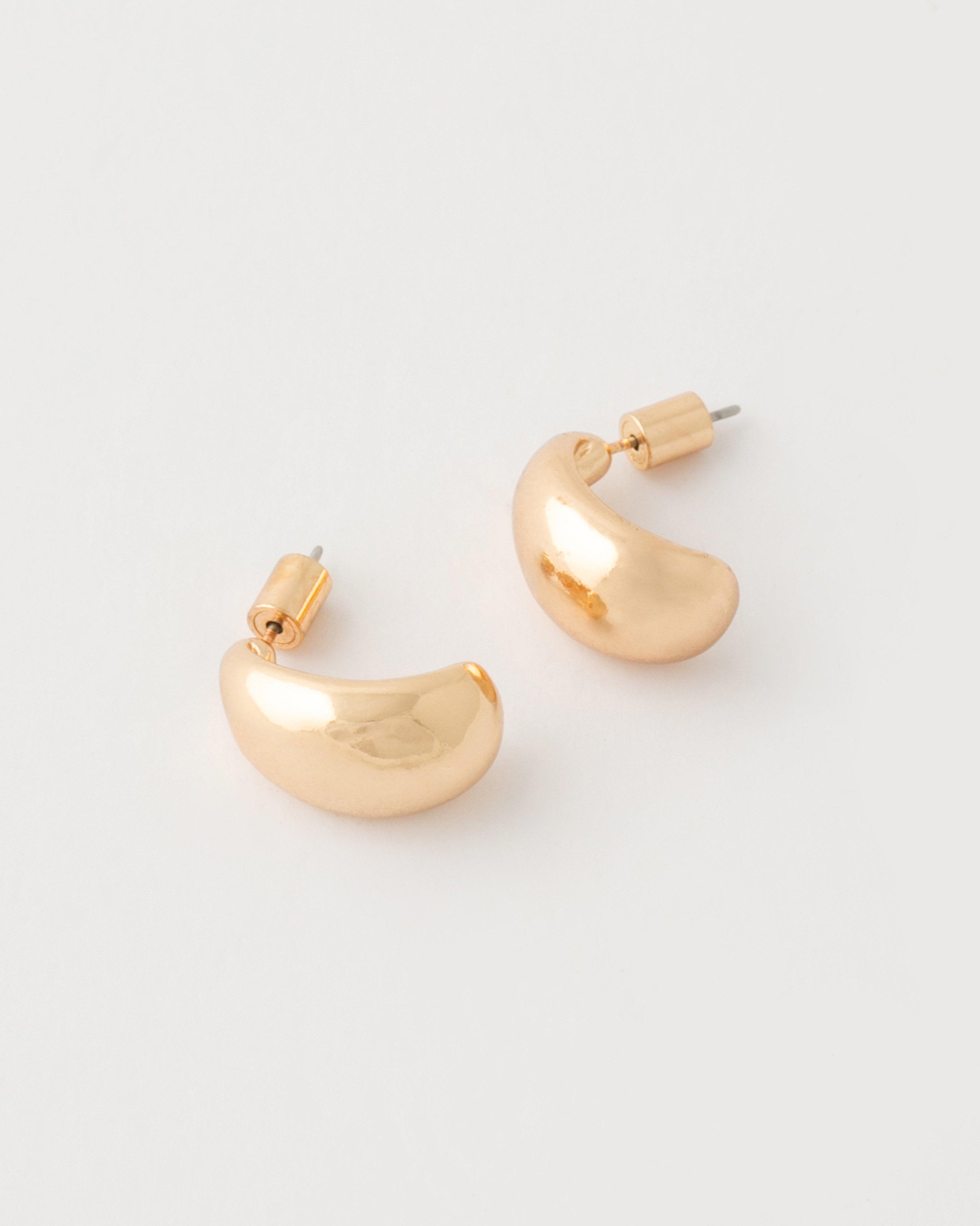 Mini Basic J-Drop Earrings -  Gold