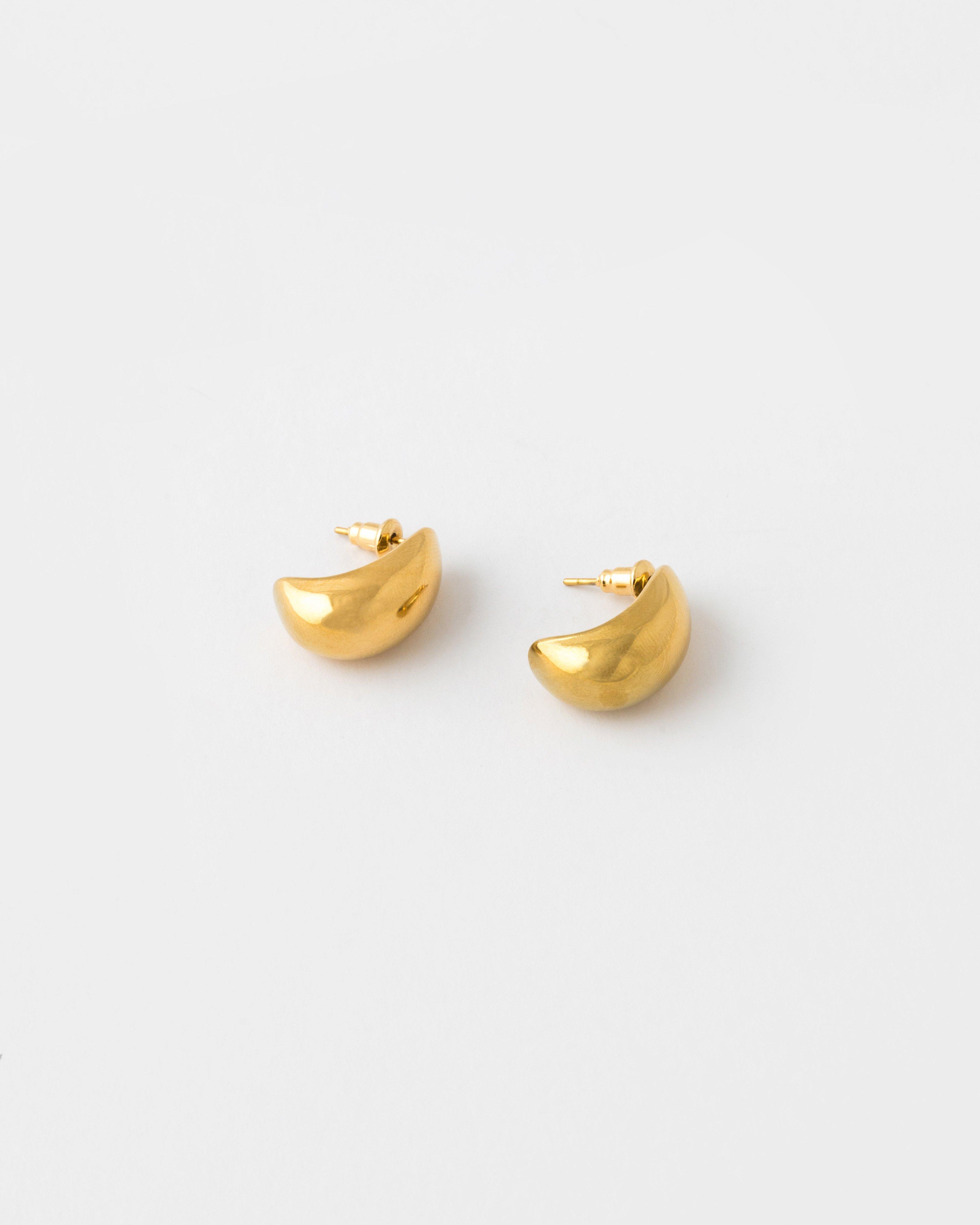 Stainless Steel Teardrop Scoop Hoop Earrings -  Gold