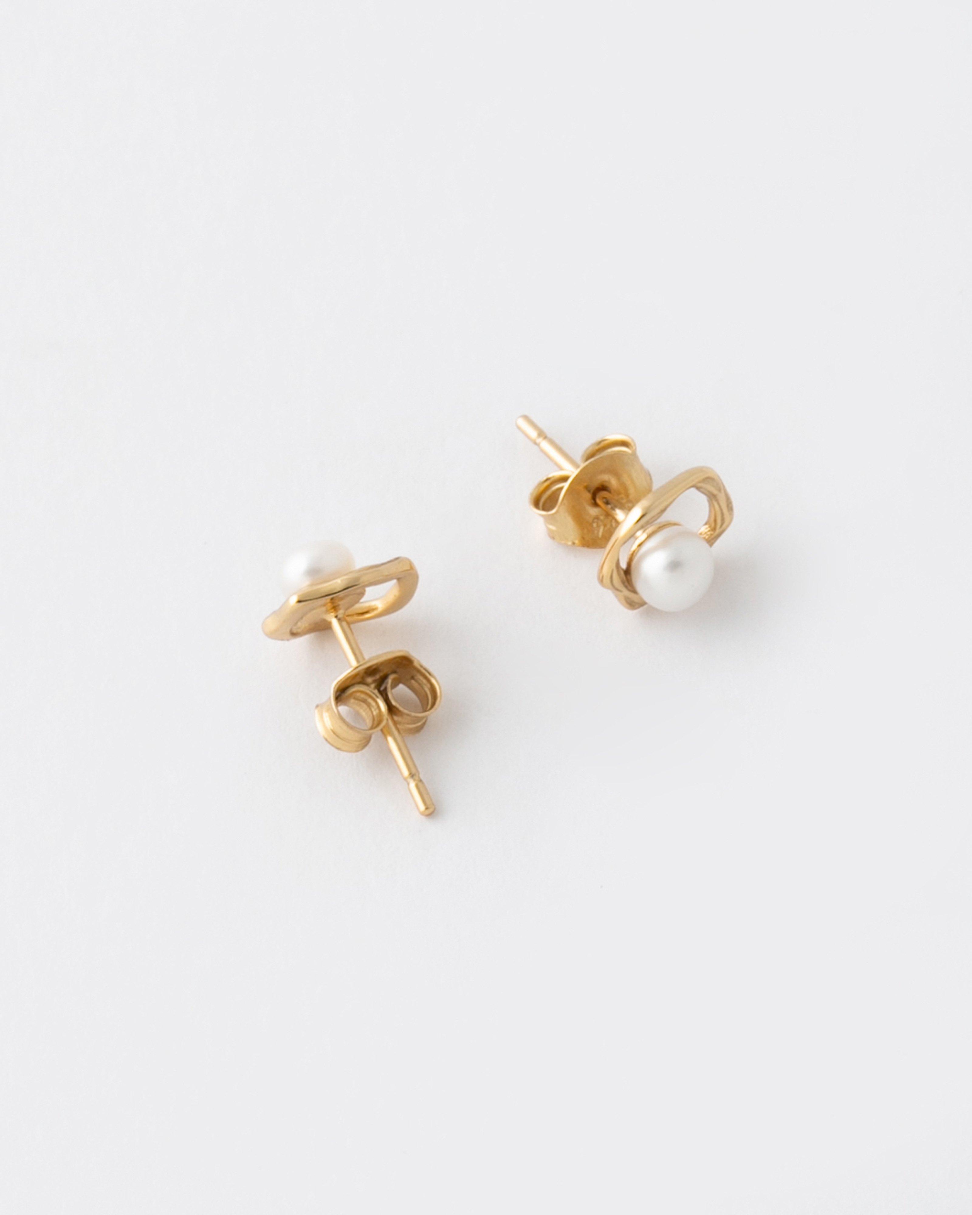 Sterling Silver Organic Freshwater Pearl Stud Earrings -  Milk