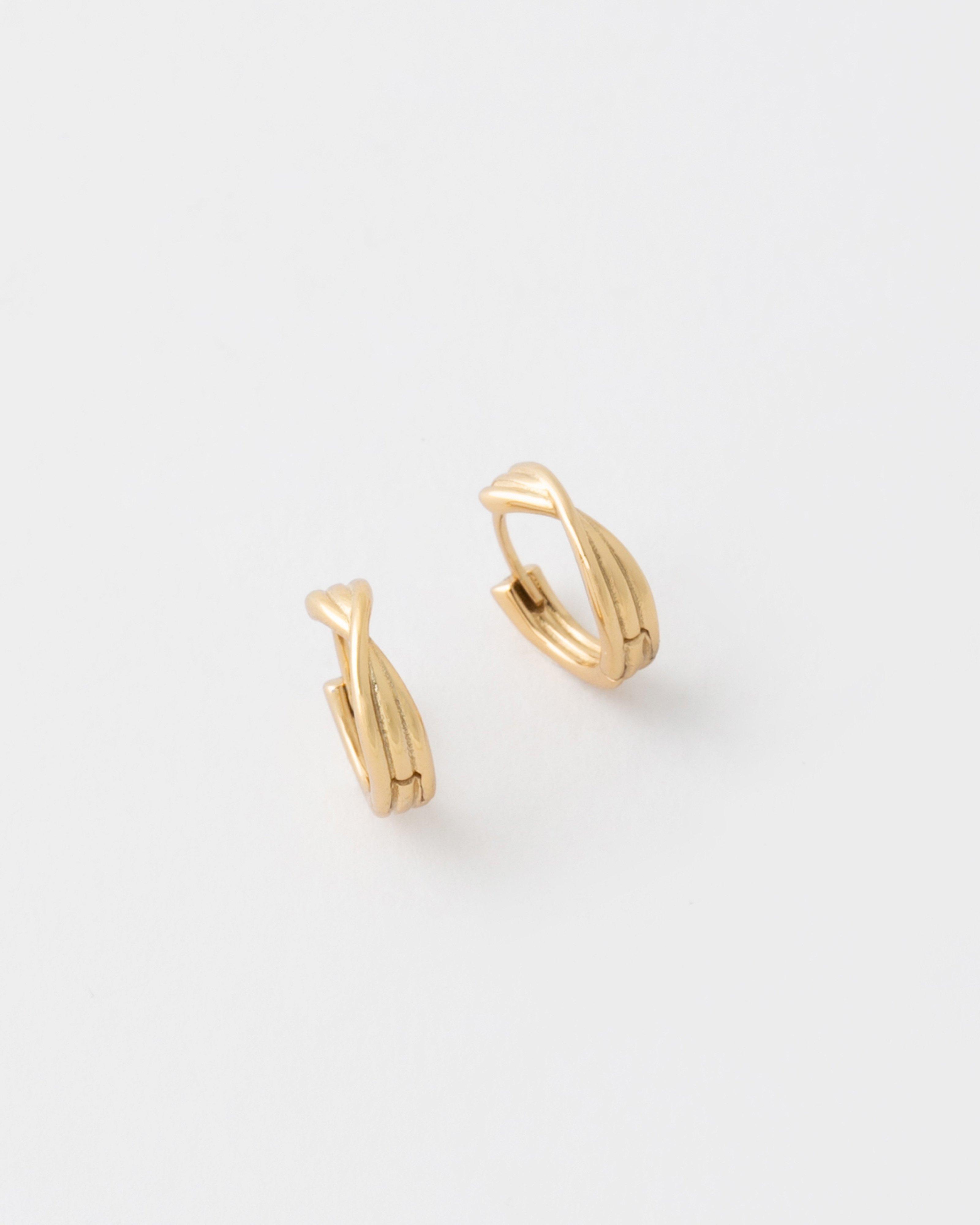Sterling Silver Twisted Three Strand Earrings -  Gold