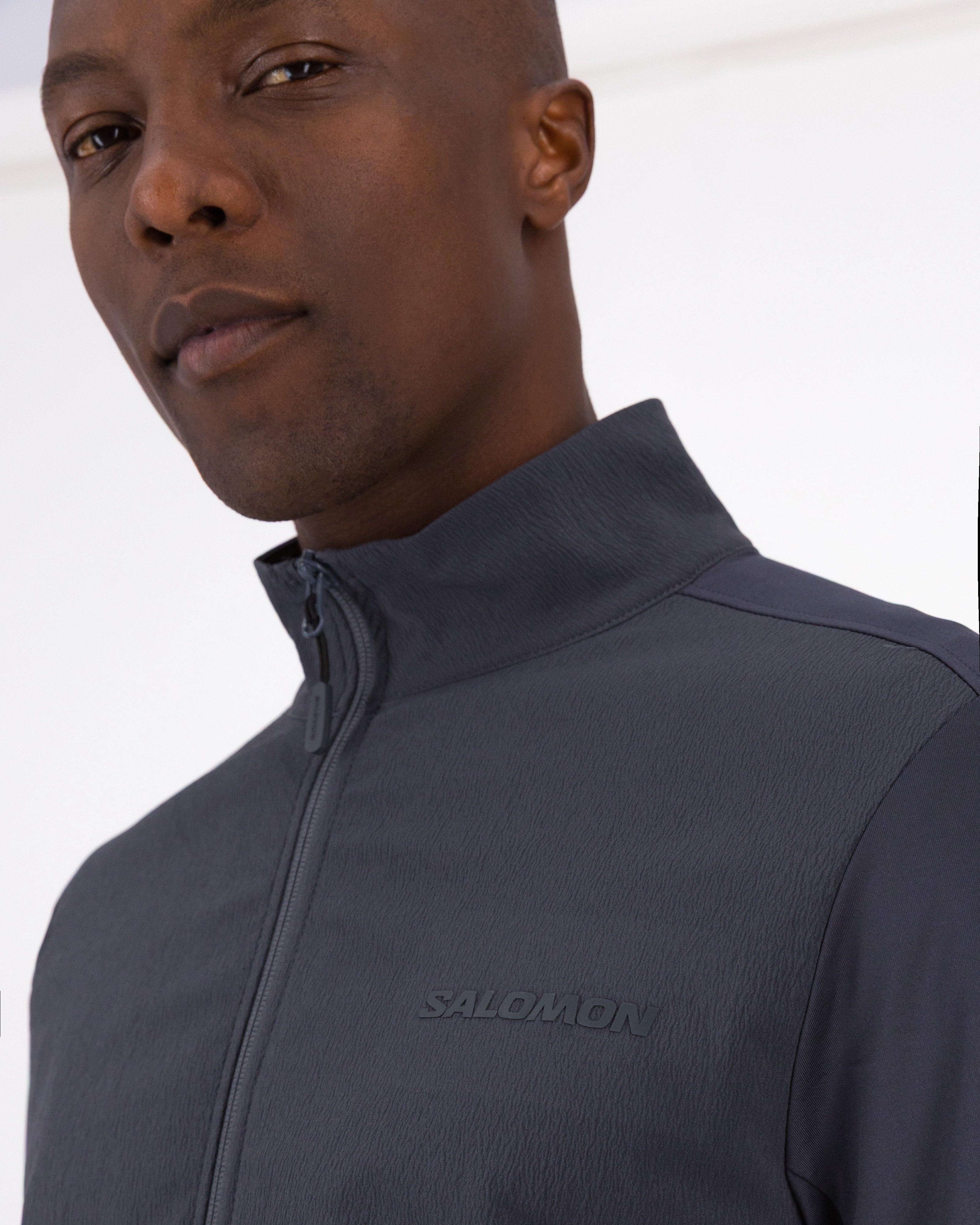 Salomon Men's Run Mid Full-Zip Fleece Top -  Grey