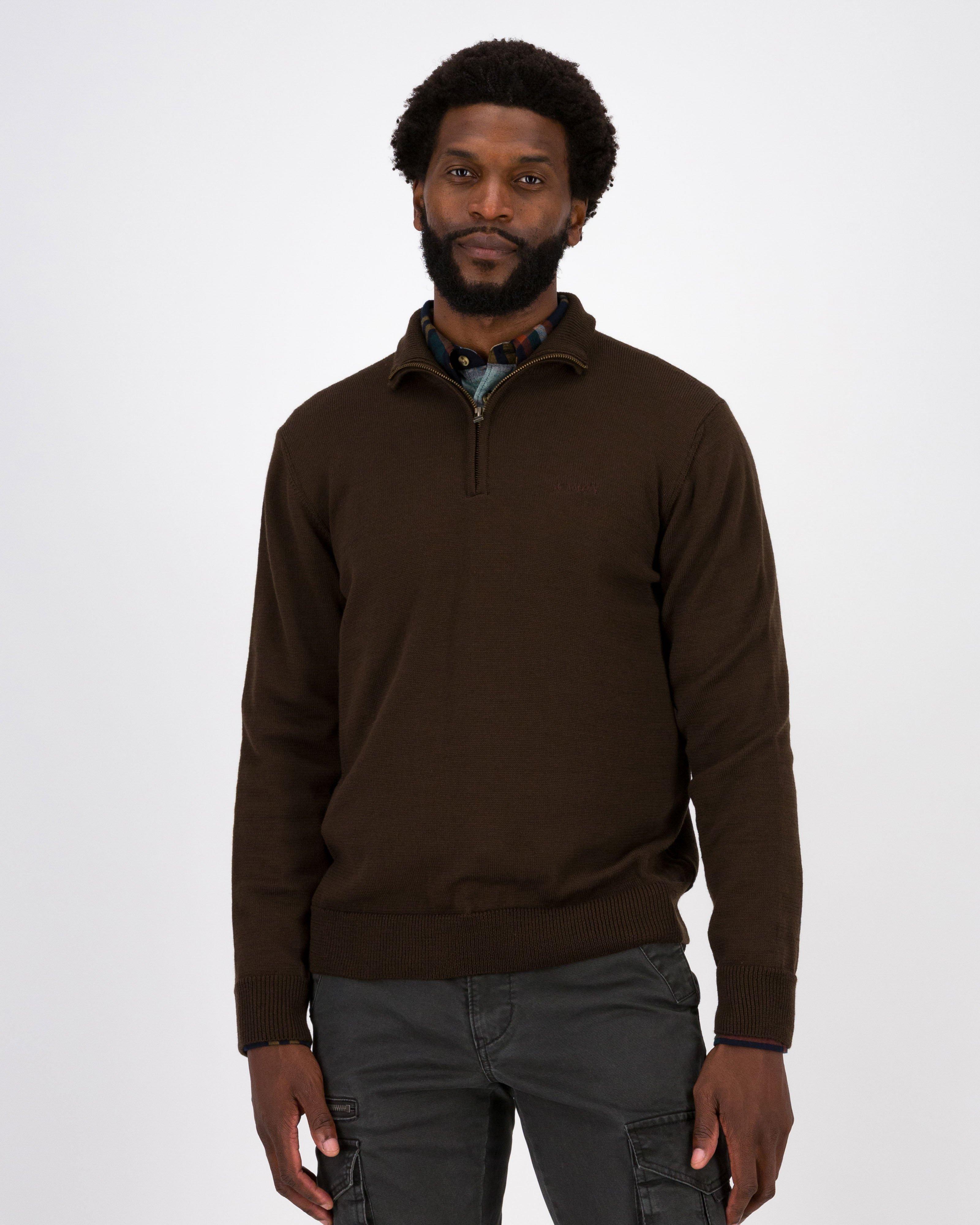 K-Way Elements Merino Wool 1/4 Zip Knit Top -  Brown