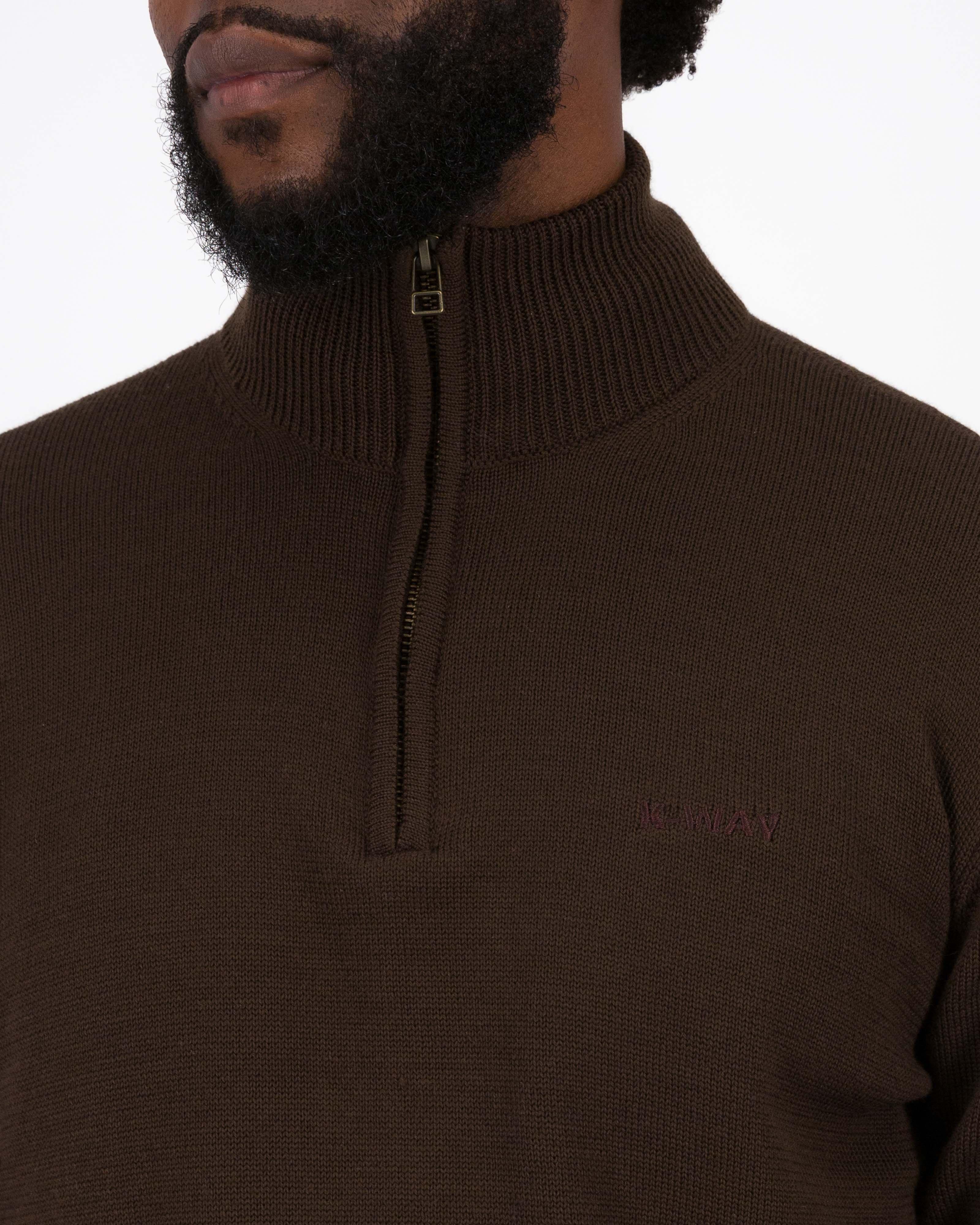 K-Way Elements Merino Wool 1/4 Zip Knit Top -  Brown