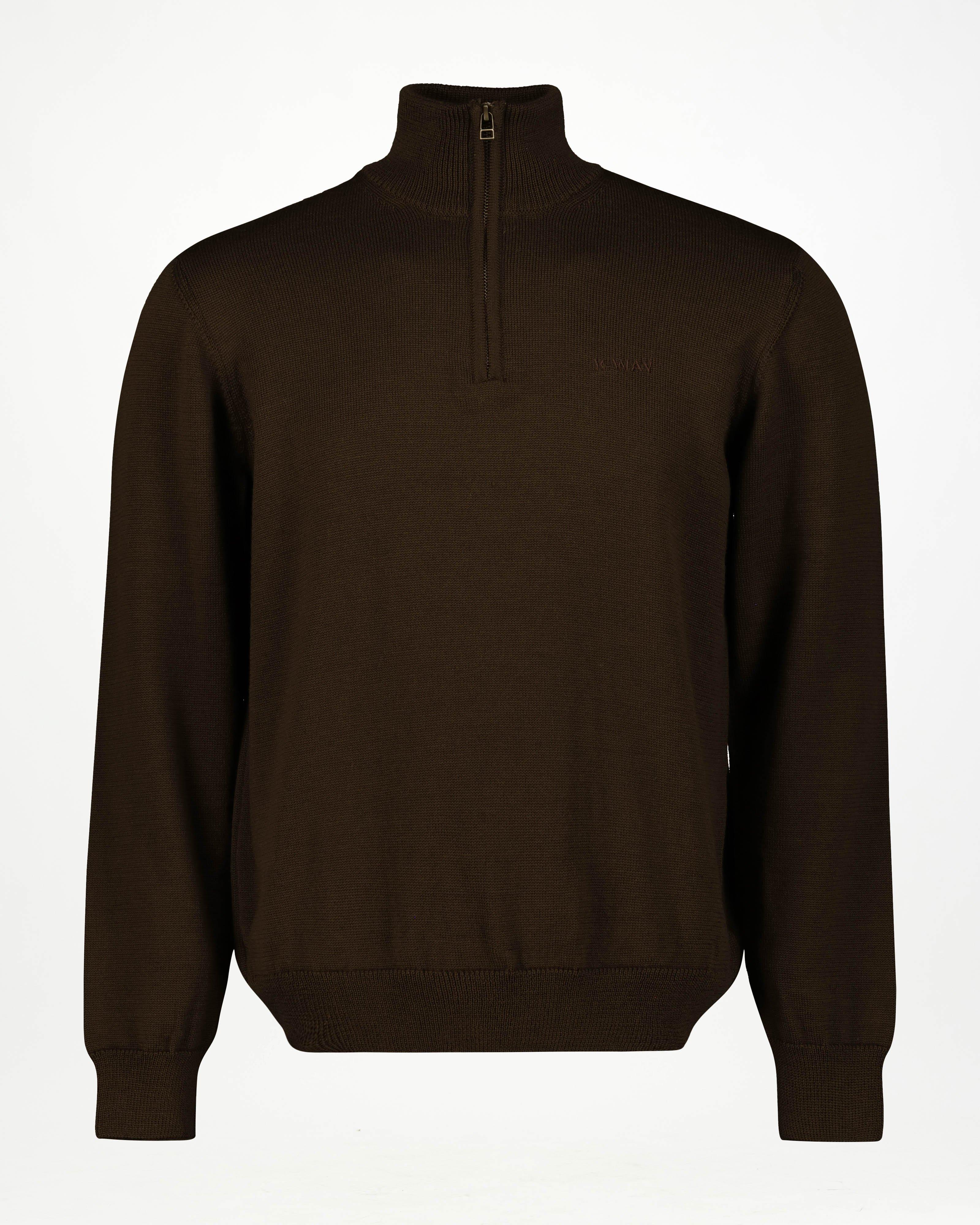 K-Way Elements Merino Wool 1/4 Zip Knit Top -  Brown