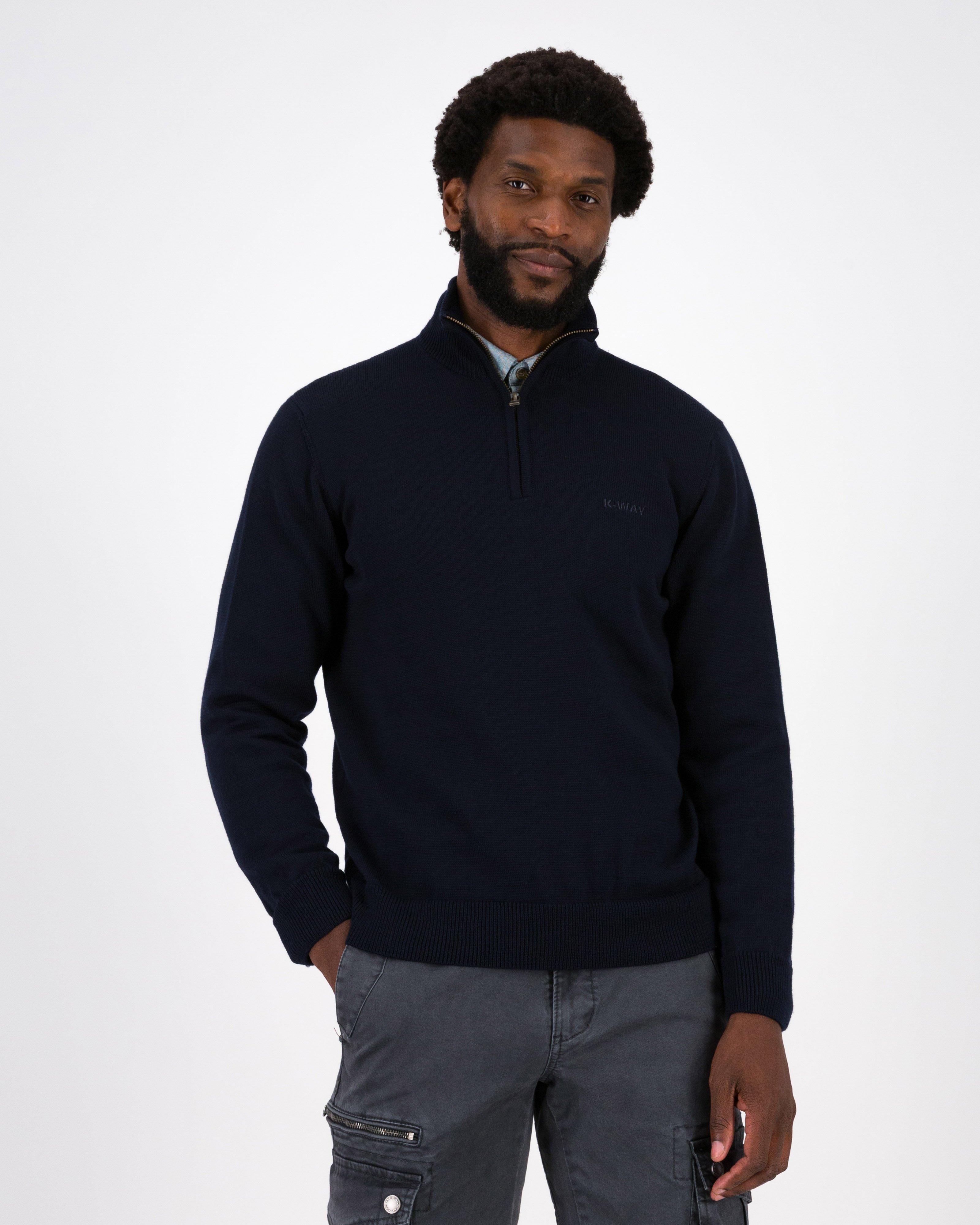 K-Way Elements Merino Wool 1/4 Zip Knit Top -  Navy