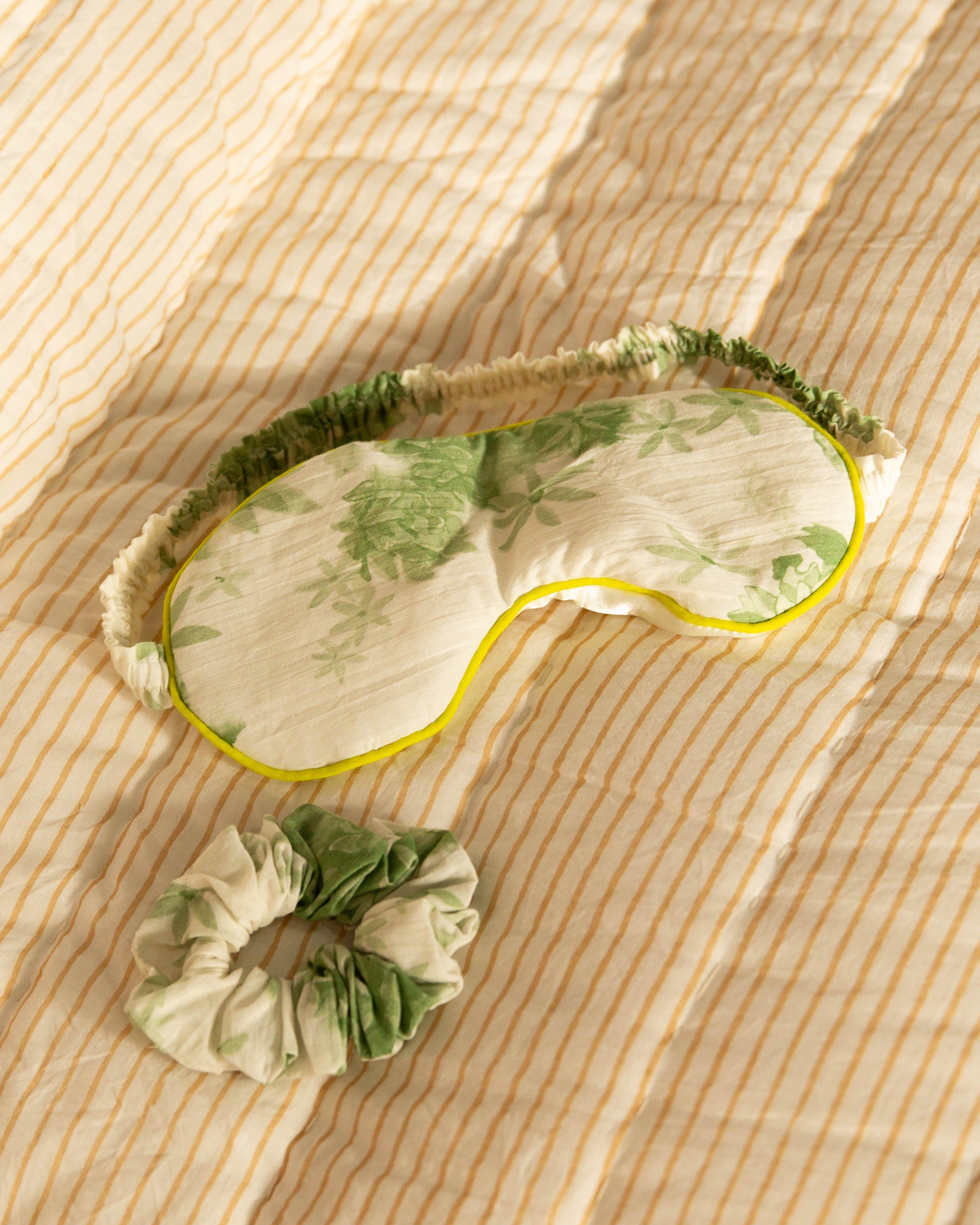 Cassie Scrunchie and Eyemask Set -  Green