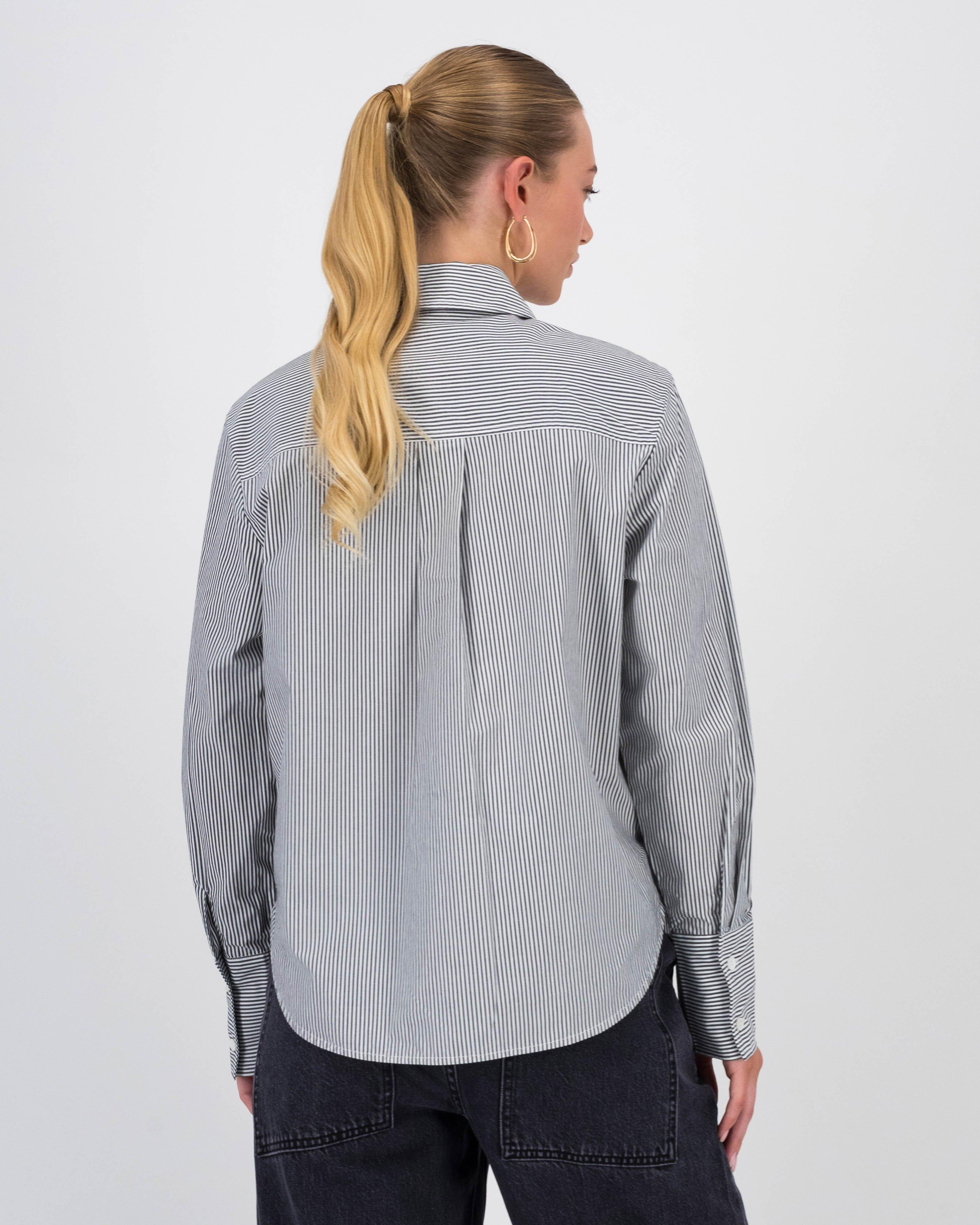 Lilah Stripe Shirt -  Grey