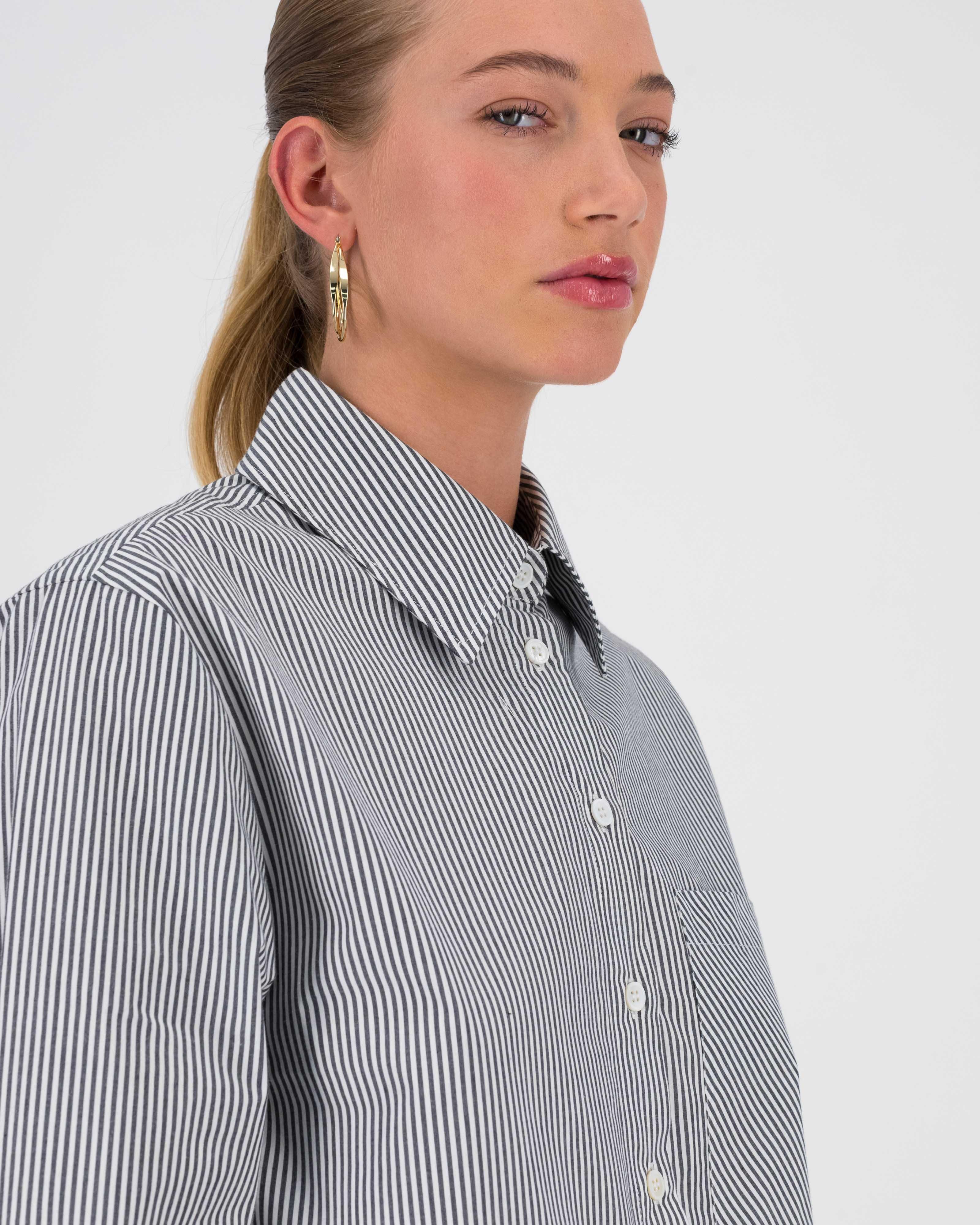 Lilah Stripe Shirt -  Grey