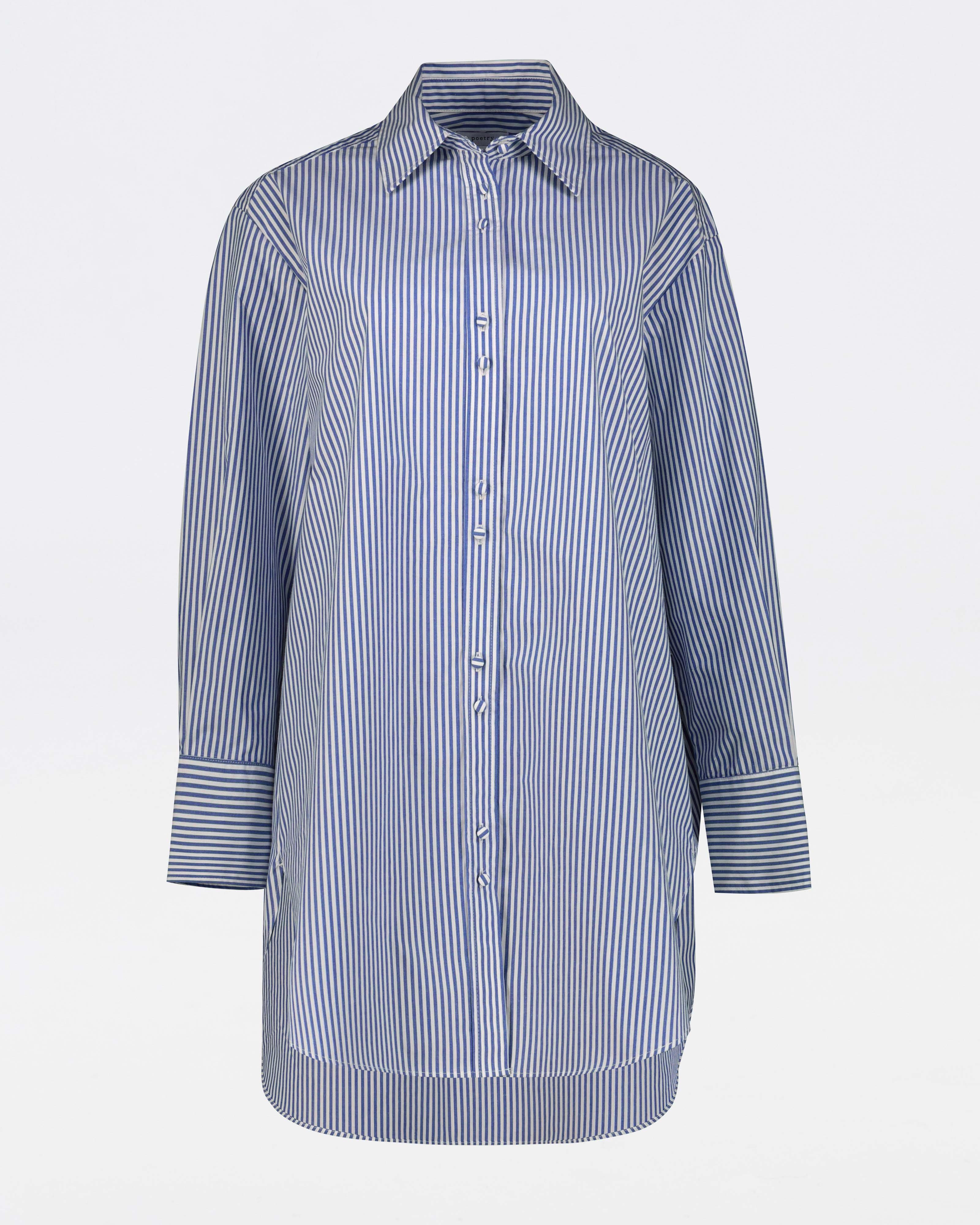 River Stripe Oversized Shirt -  Blue