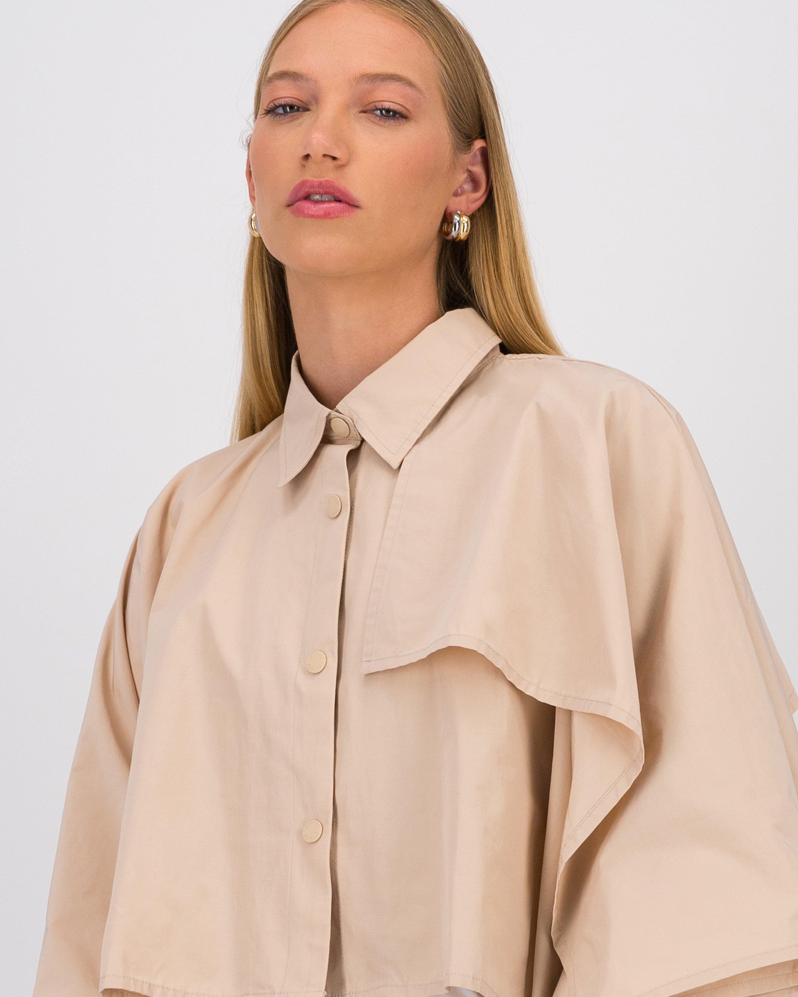 Chelsea Cropped Trench Cape -  Champagne