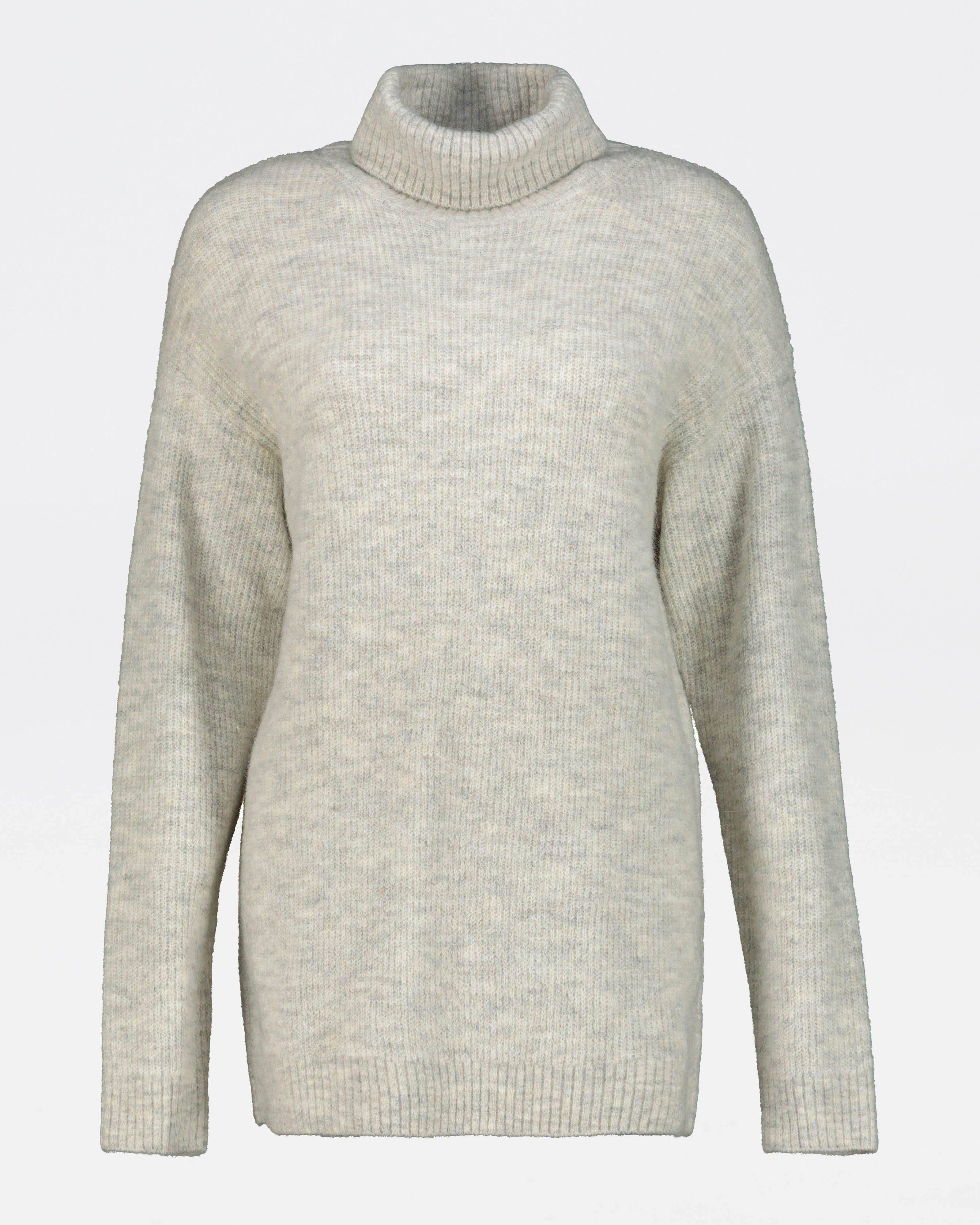 Kennedi Polo Neck Oversized Knitwear -  Grey
