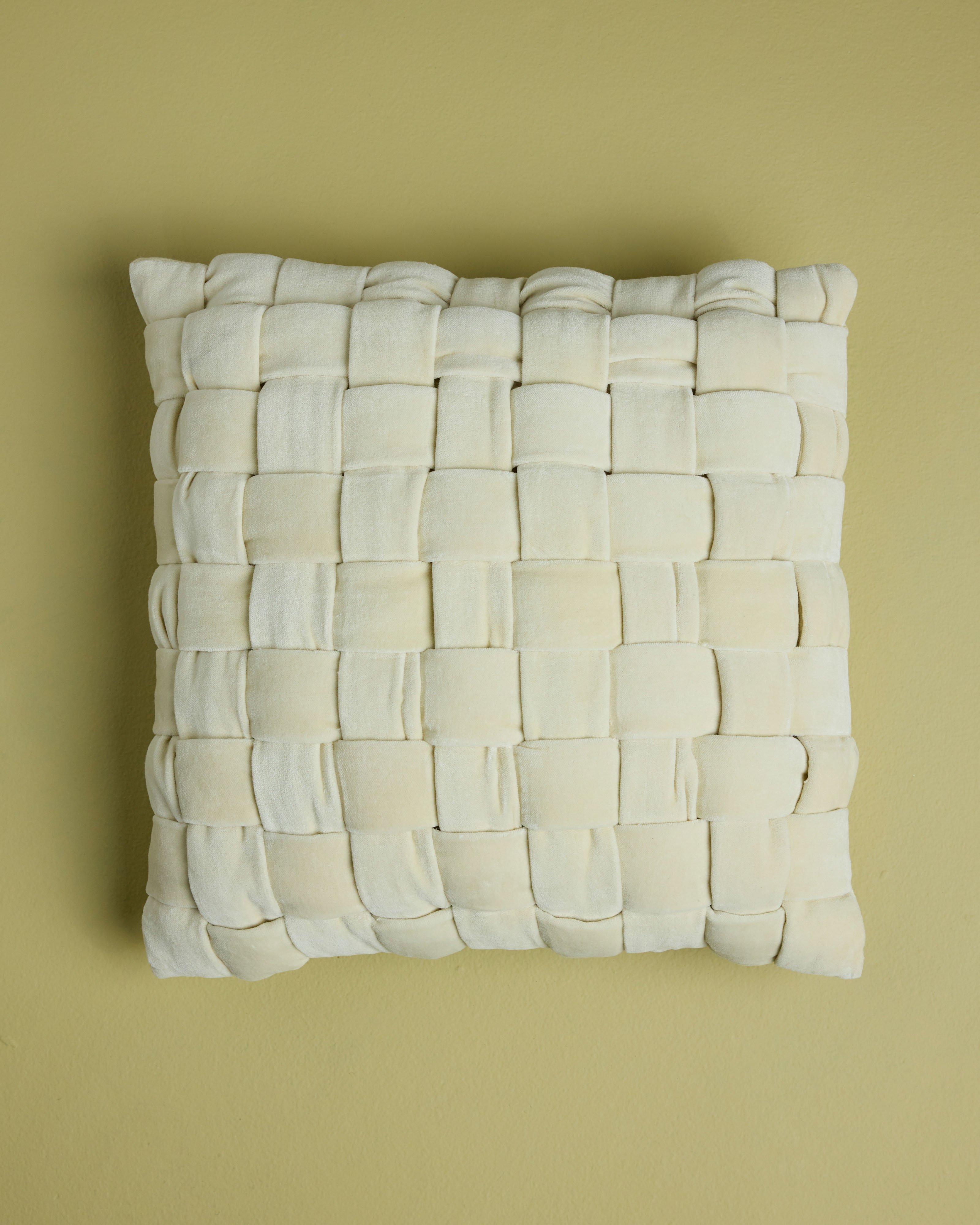 Crisscross Textured Velvet Cushion -  Milk
