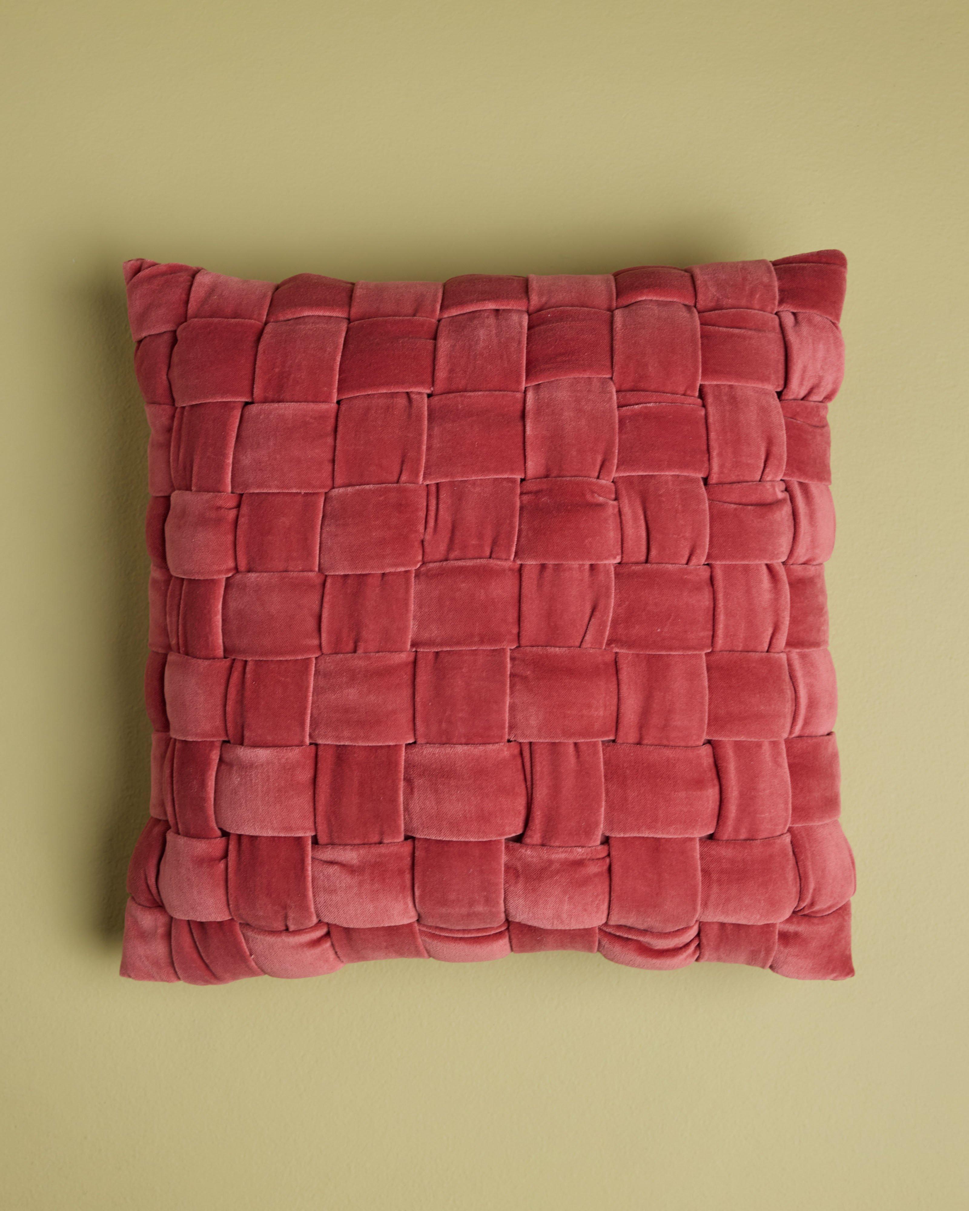 Crisscross Textured Velvet Cushion -  Plum