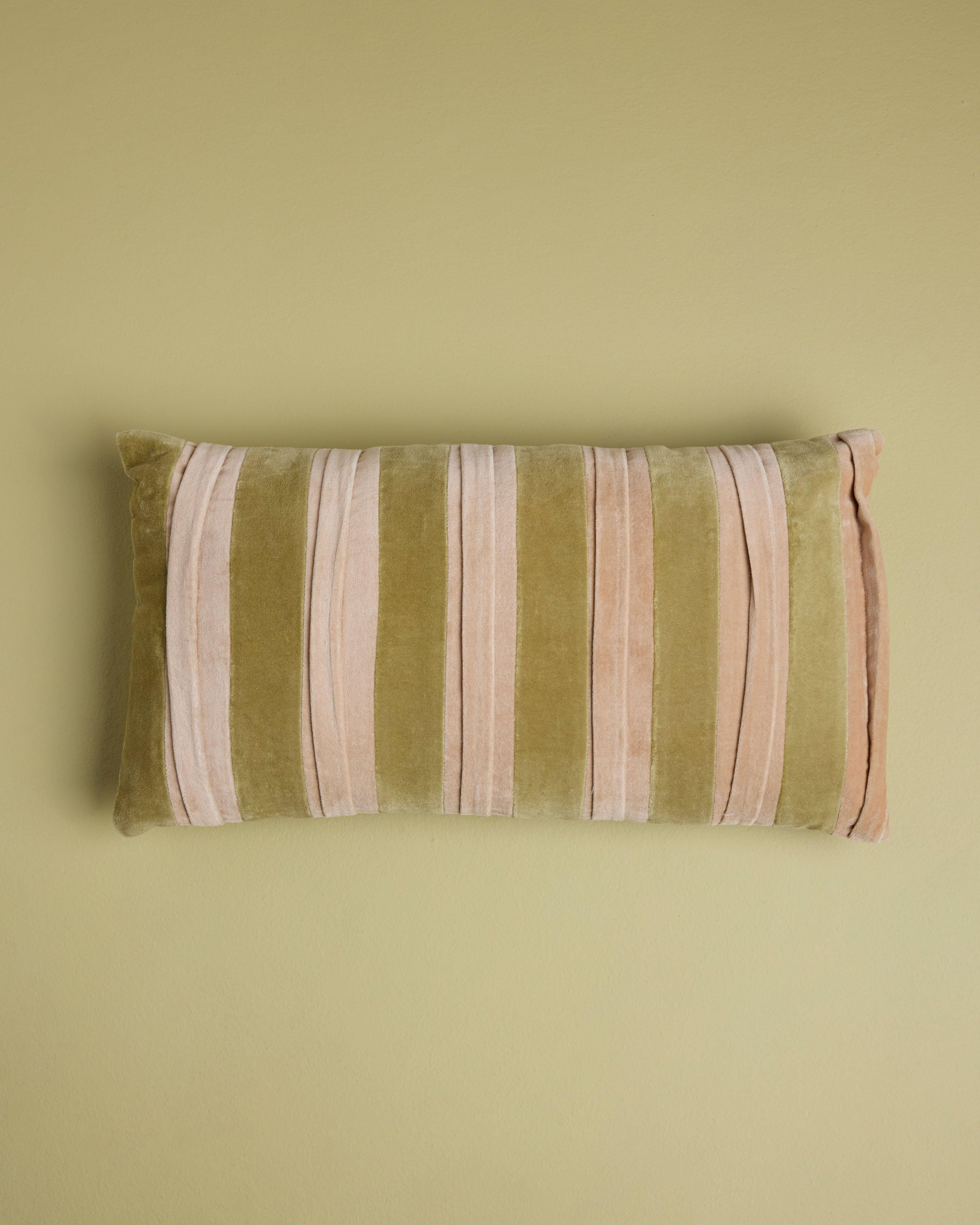Peni Pink & Pale Olive Layered Cushion -  Pink