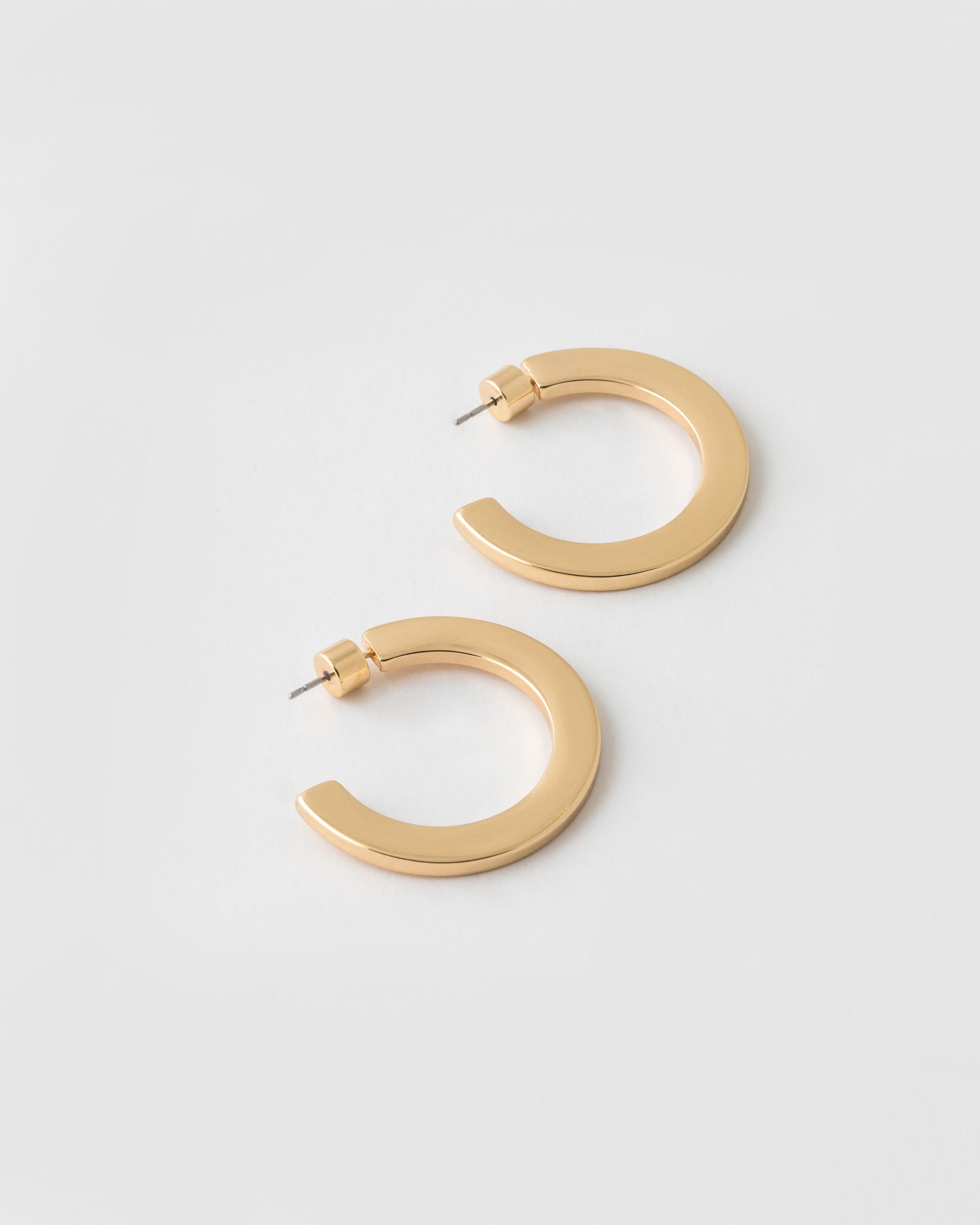 Shiny Statement Hoop Earrings -  Gold