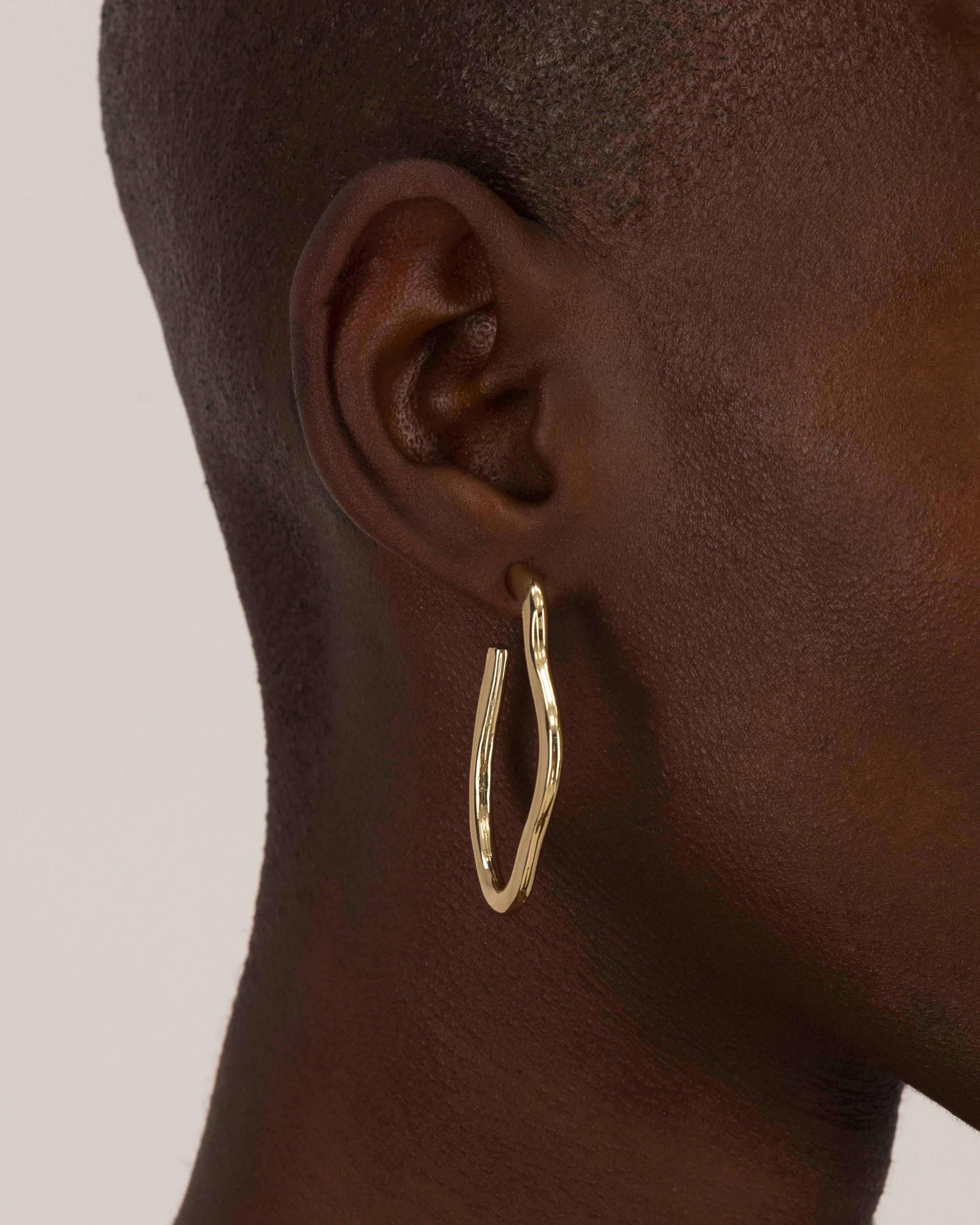 Organic Curved Hoop Earrings -  Gold