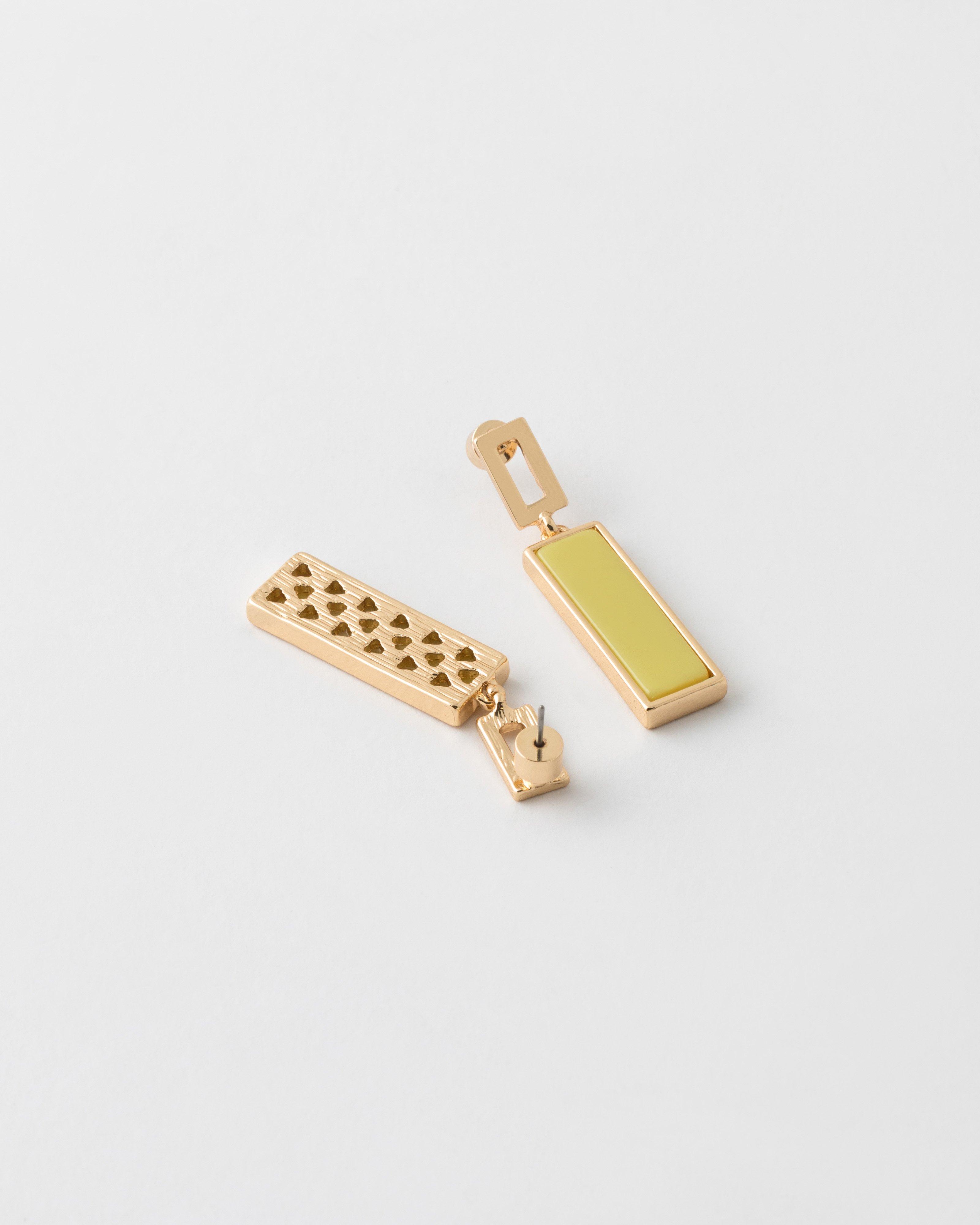 Rectangular Double Bar Resin Drop Earrings -  Yellow