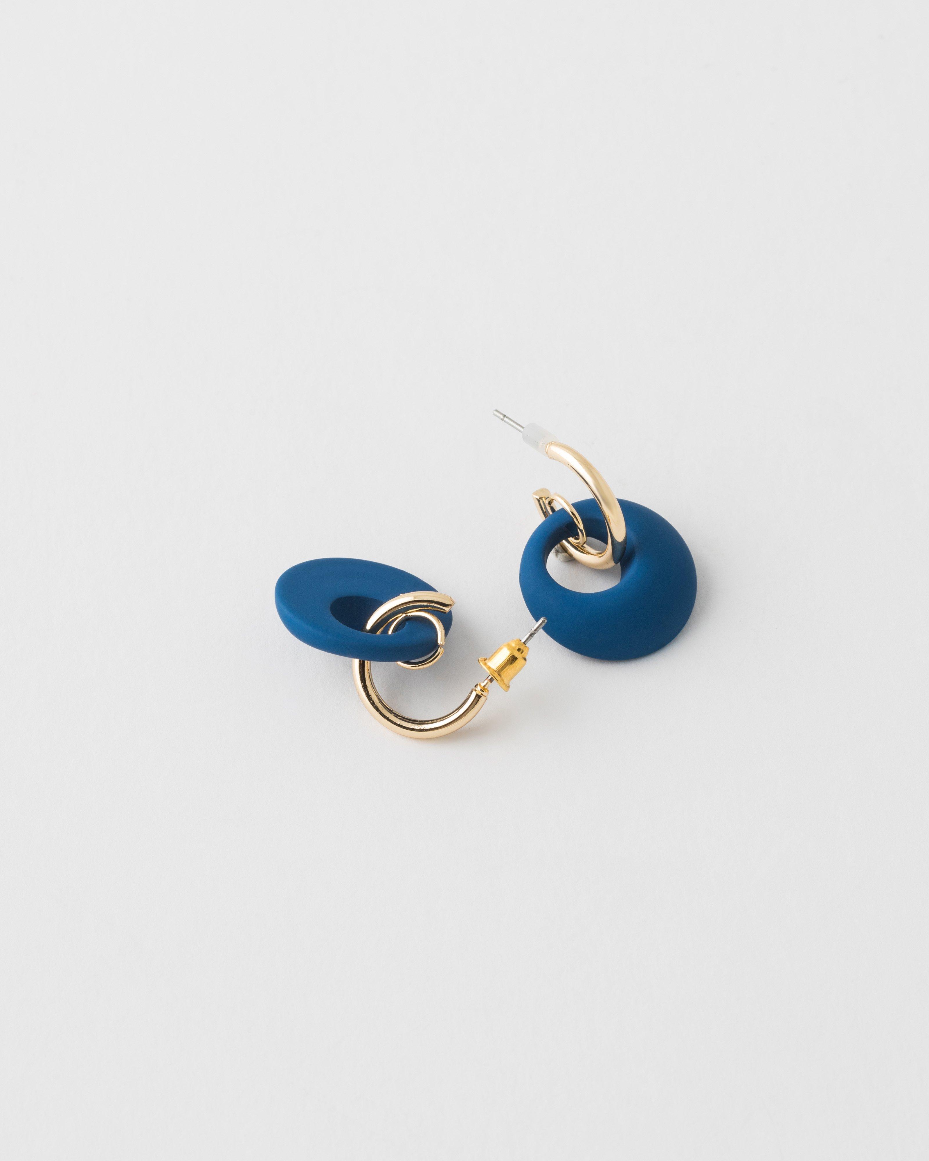 Circle Resin Hoop Drop Earrings -  Blue