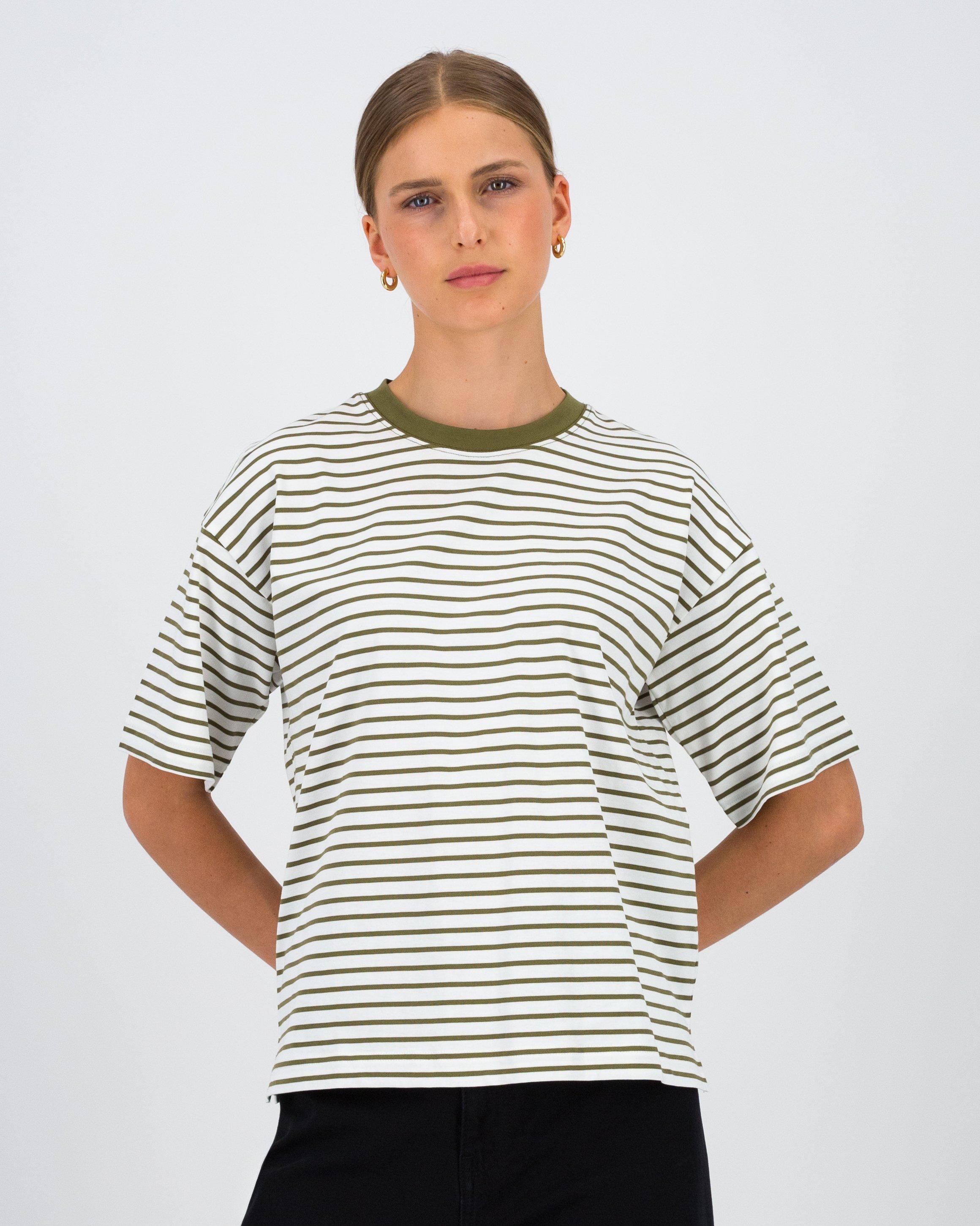 Hannah Stripe Tee -  Olive