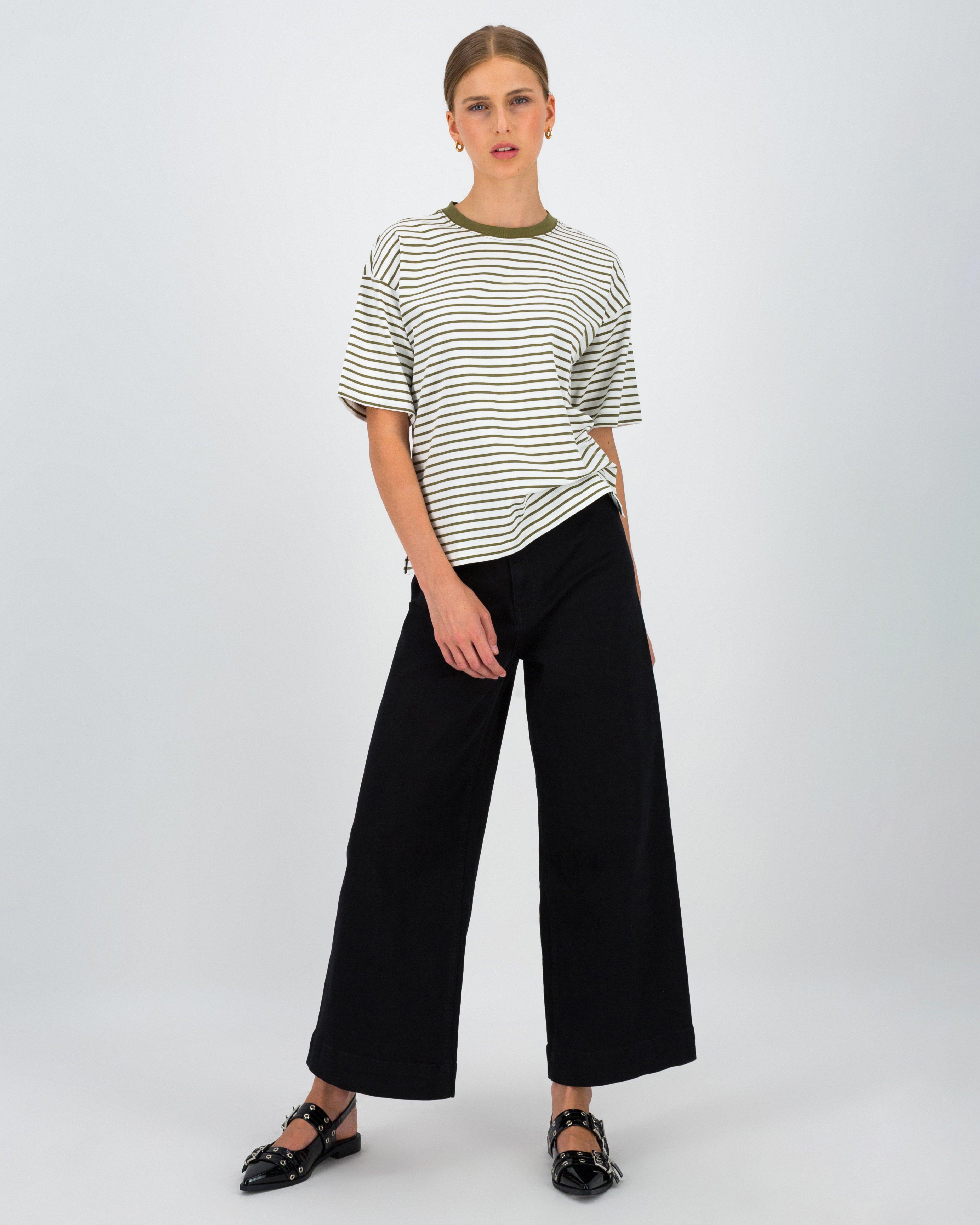 Hannah Stripe Tee -  Olive