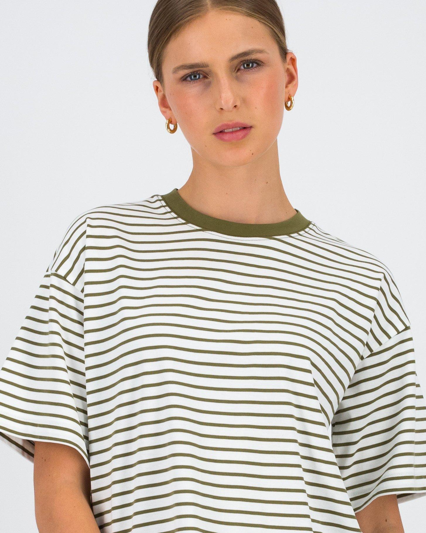 Hannah Stripe Tee -  Olive