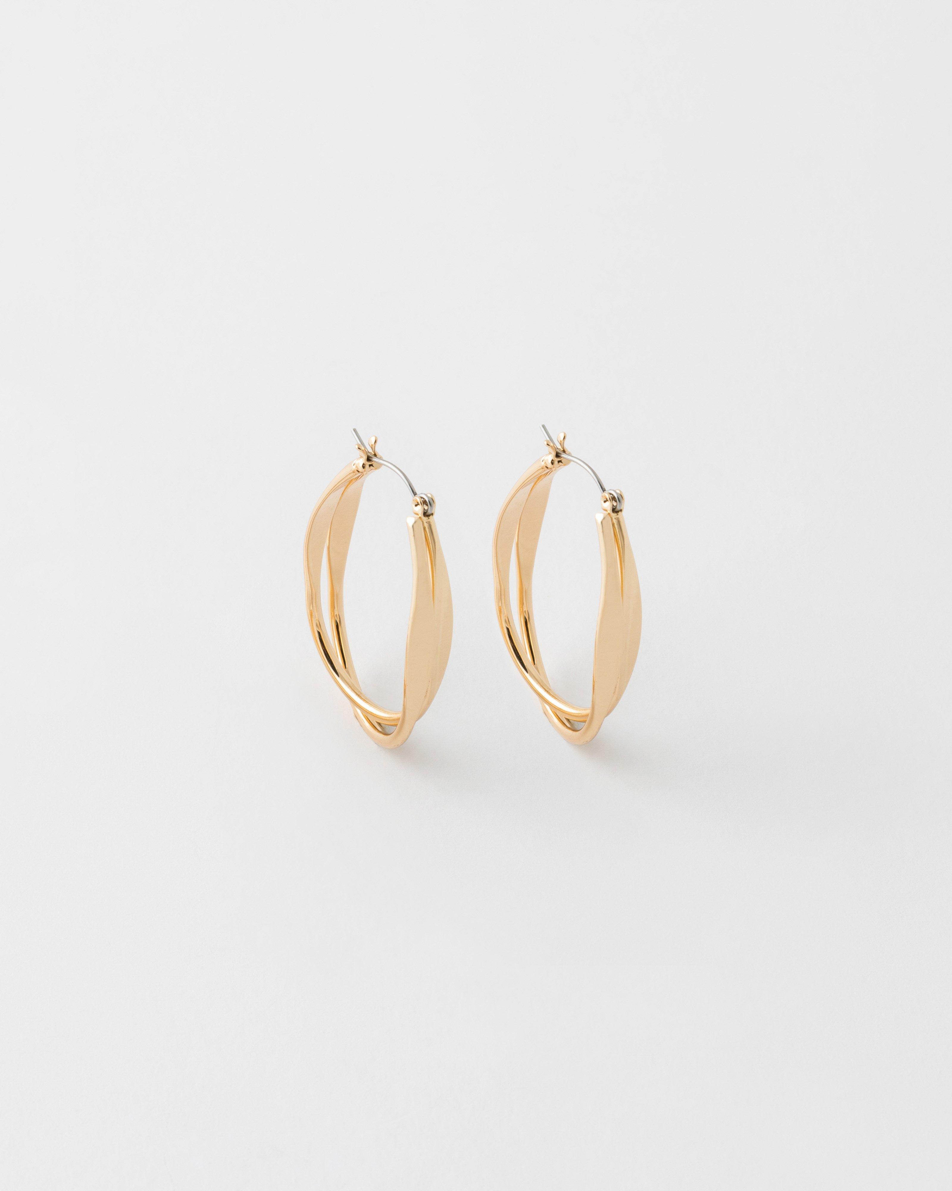Oval Irregular Hoop Earrings -  Gold