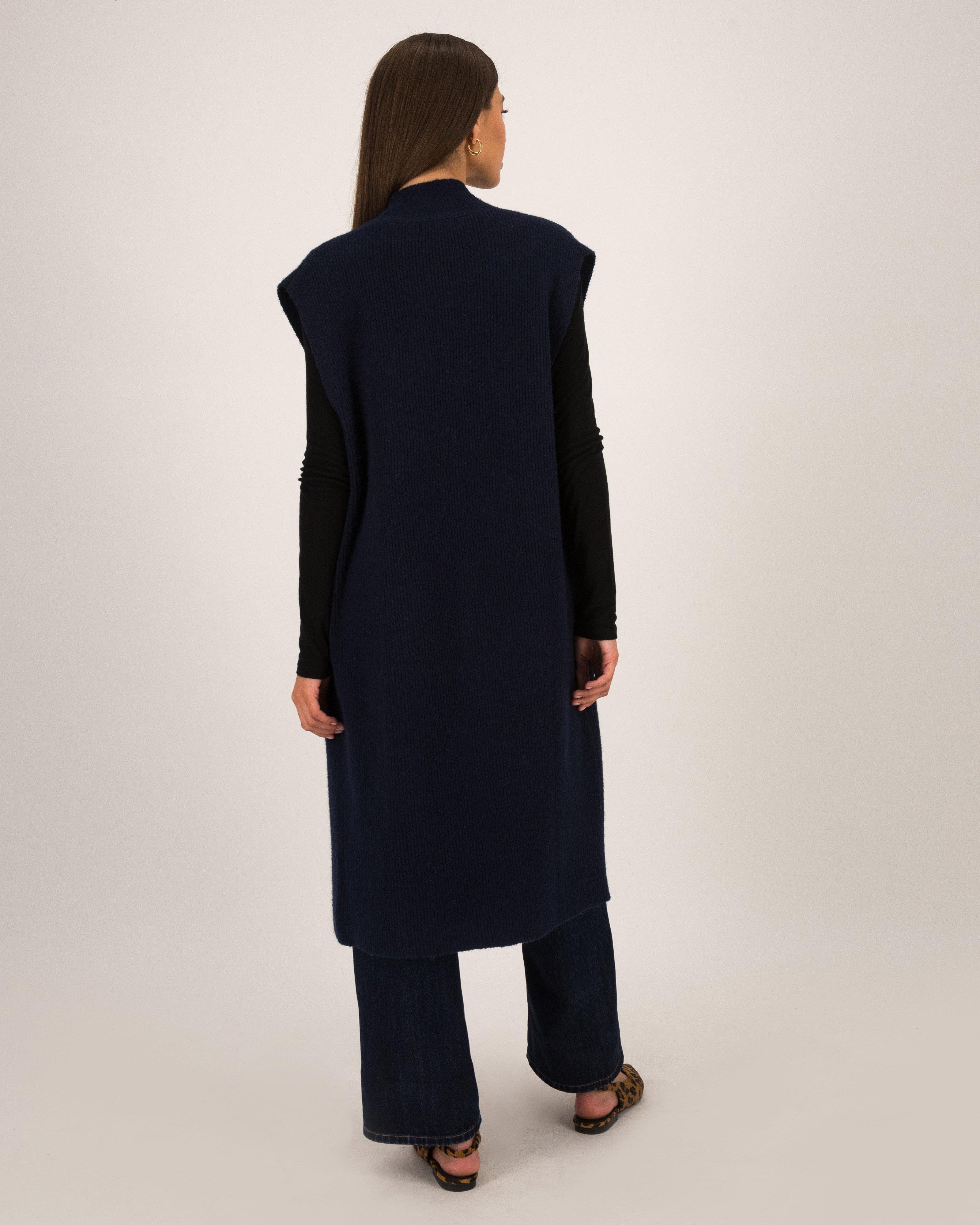 Eliza Fluffy Rib Knit Gilet -  Navy