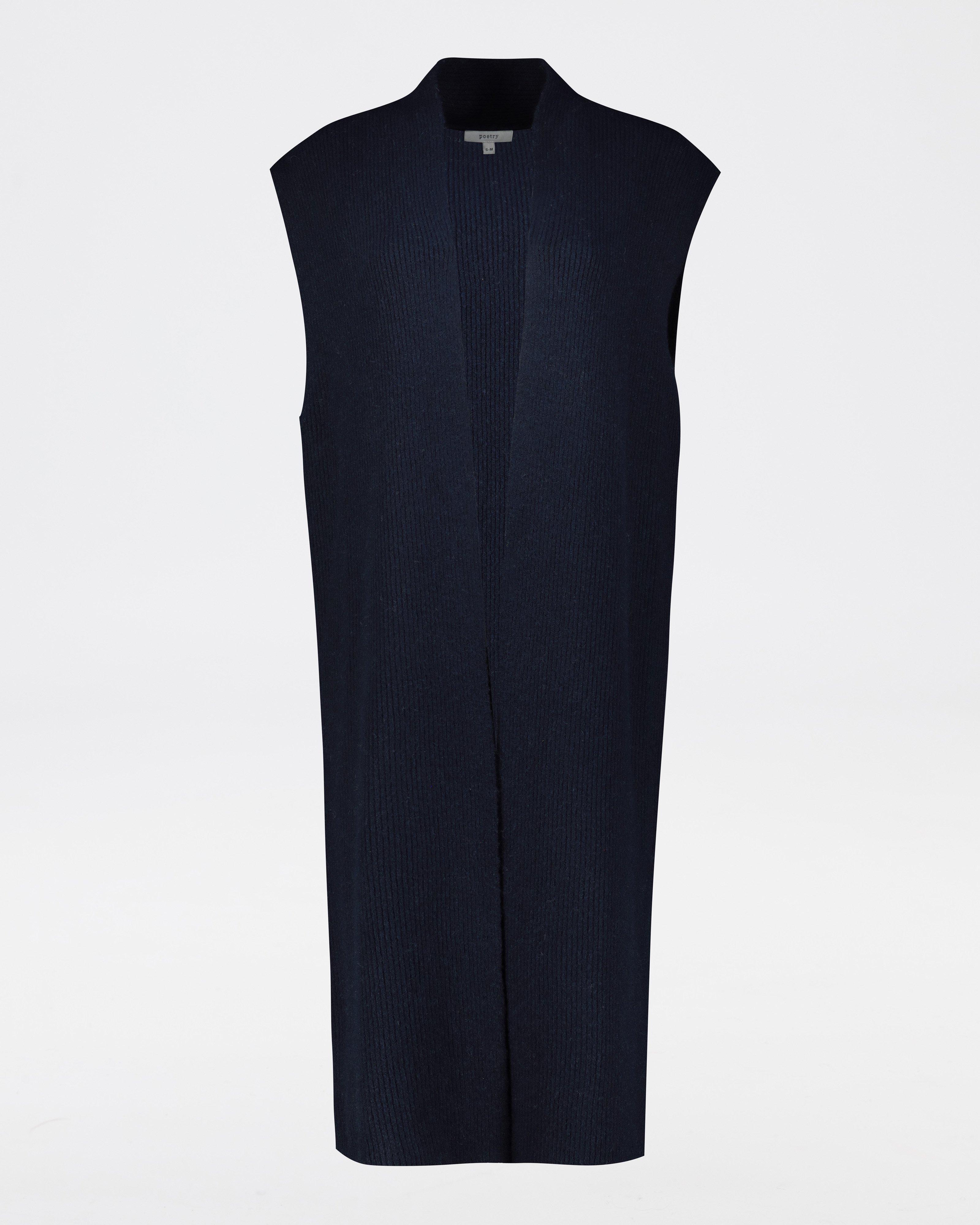 Eliza Fluffy Rib Knit Gilet -  Navy
